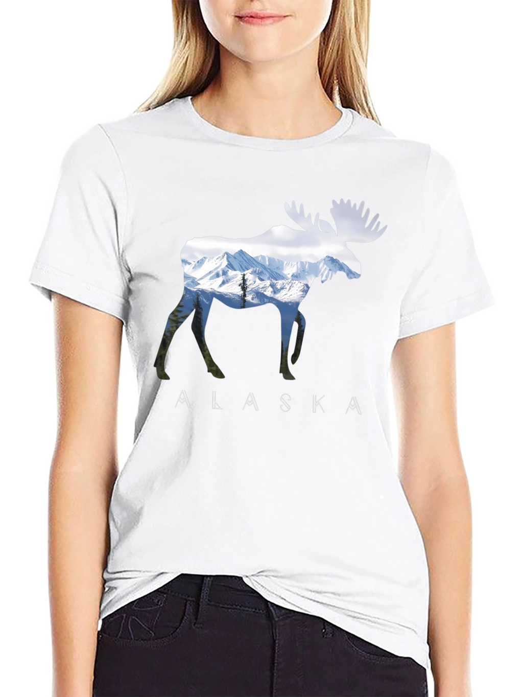 Alaska Moose Graphic Print T-Shirt