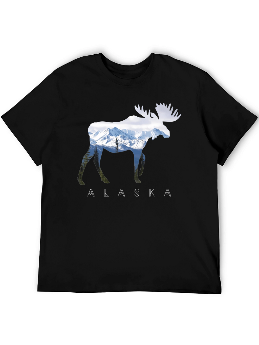 Alaska Moose Graphic Print T-Shirt
