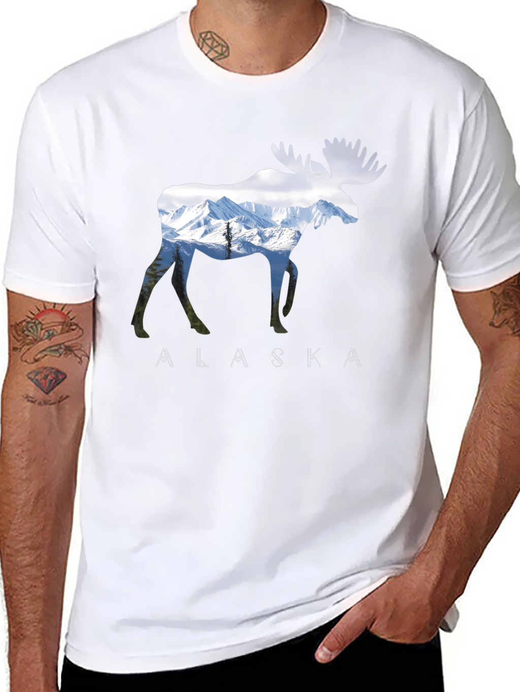 Alaska Moose Graphic Print T-Shirt