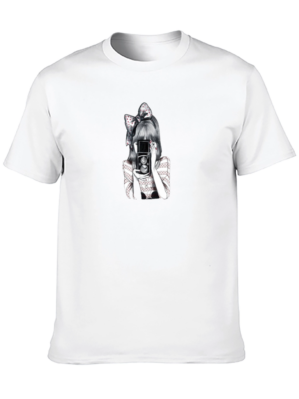 Girl with Camera Graphic T-Shirt - Black