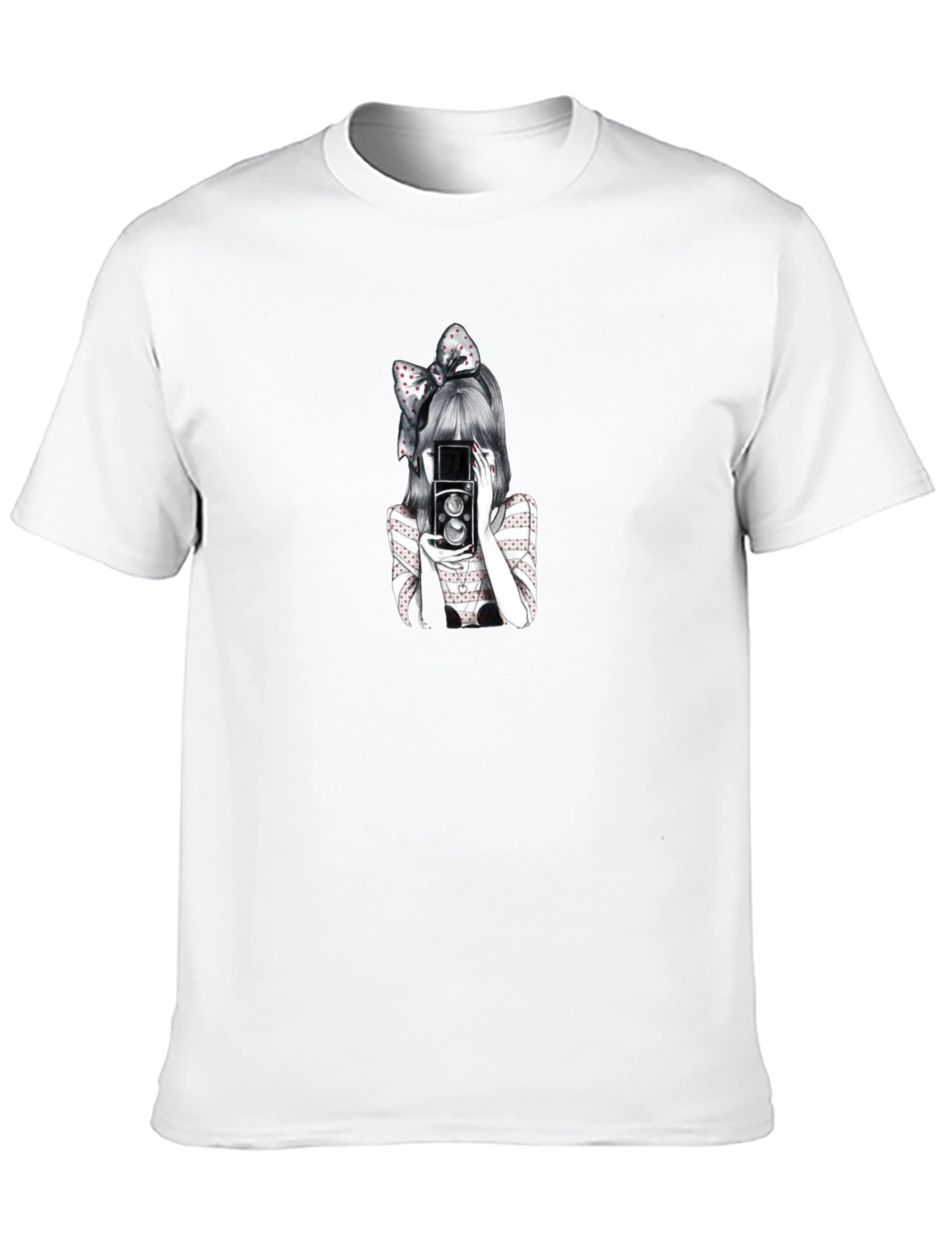 Girl with Camera Graphic T-Shirt - Black