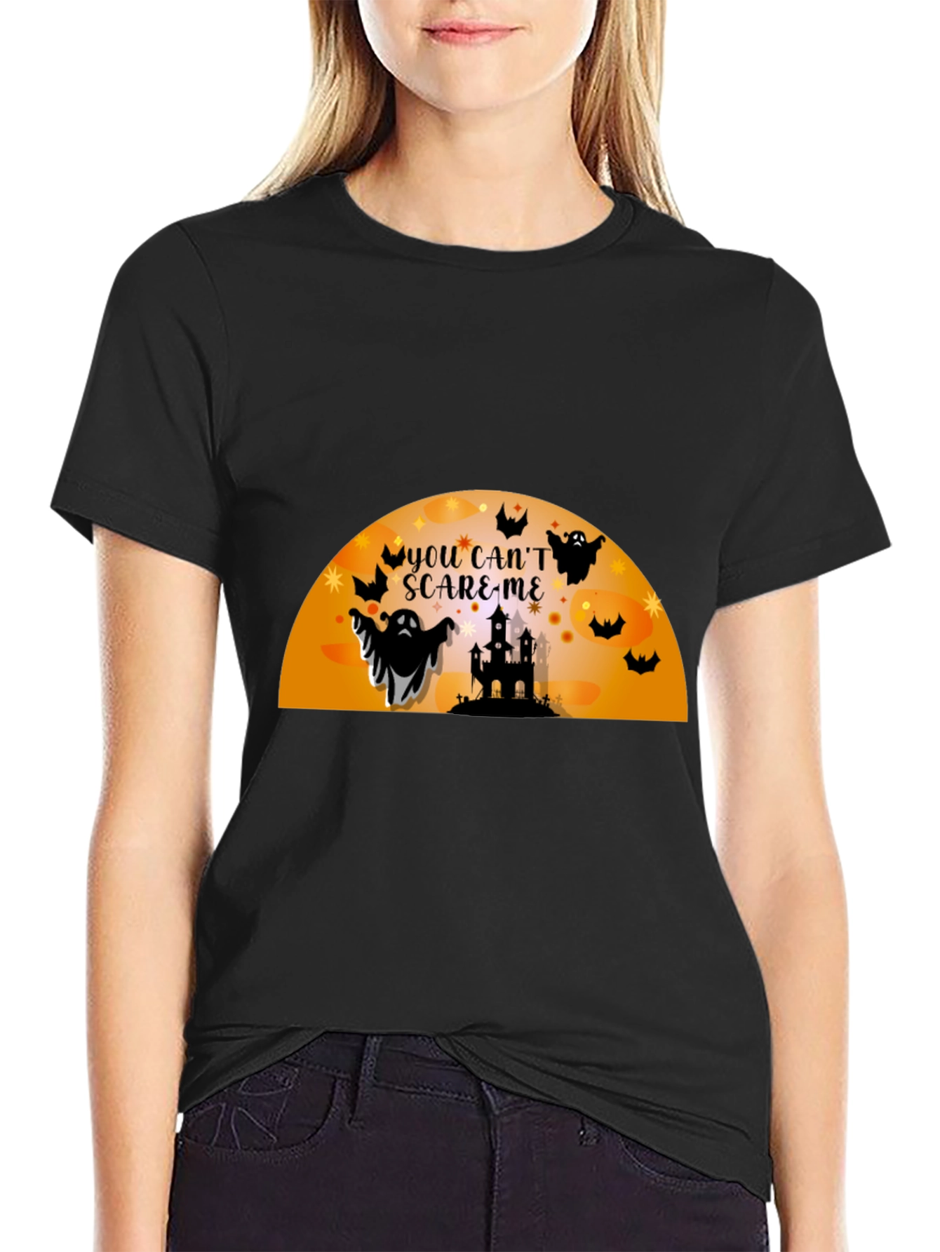 Halloween Ghosts Black T-Shirt - You Cant Scare Me