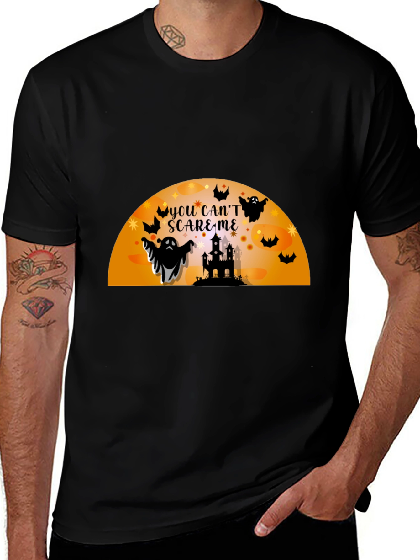 Halloween Ghosts Black T-Shirt - You Cant Scare Me