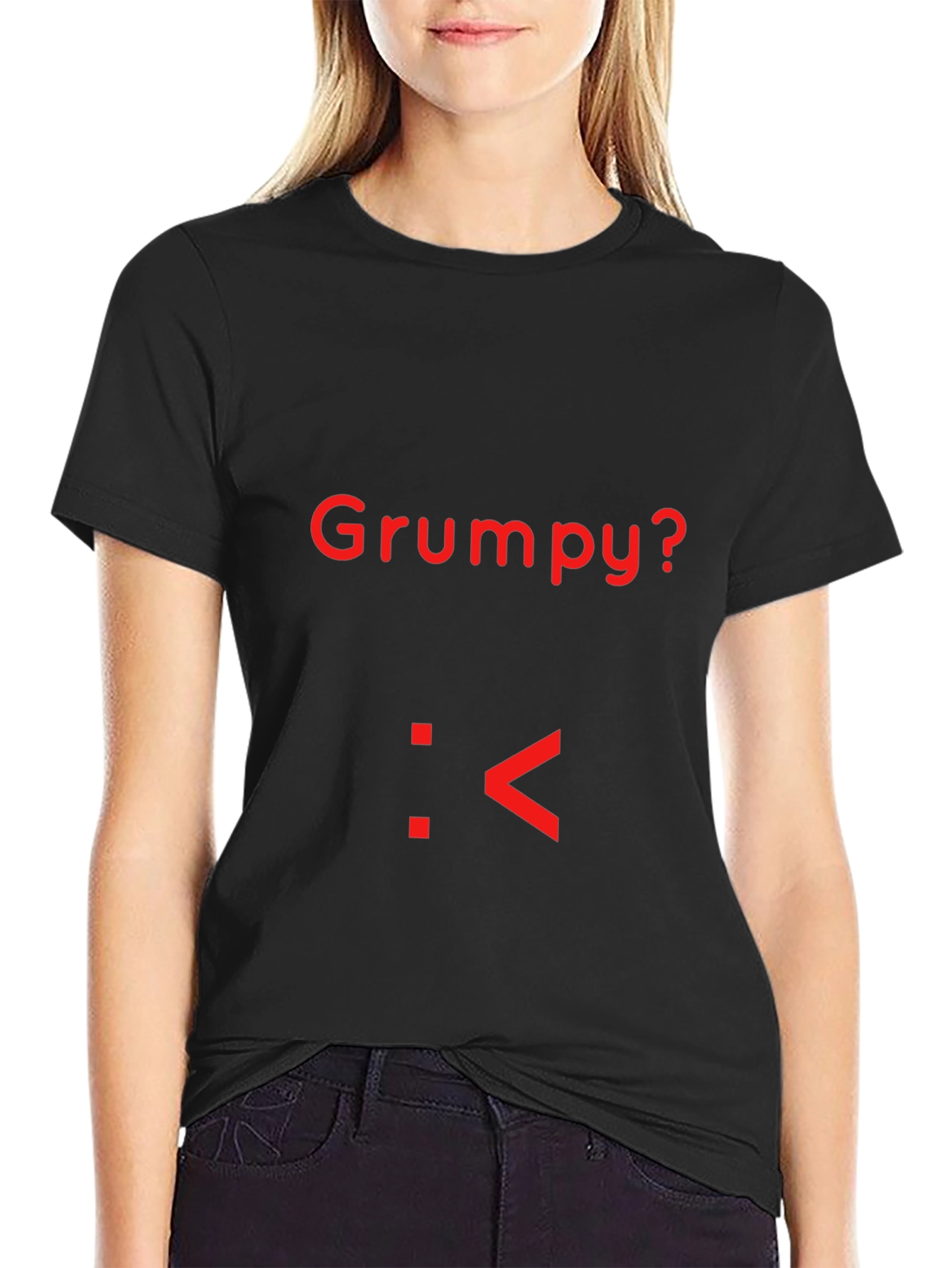 Grumpy T-Shirt - Red Text Emoticon Funny Novelty Tee