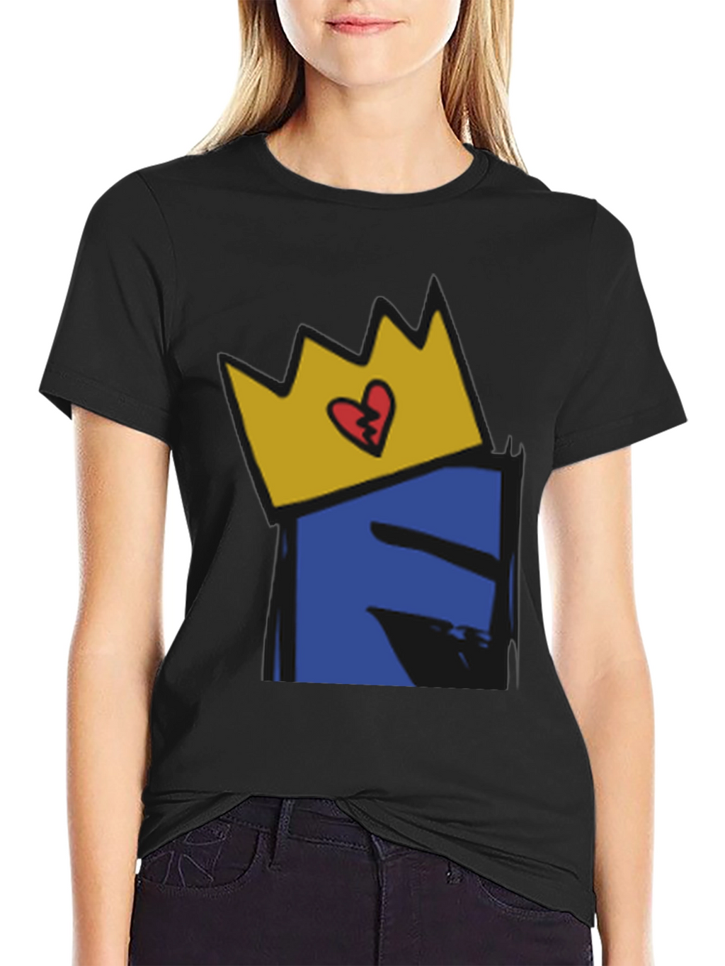 Crown Heart Graphic Black T-Shirt