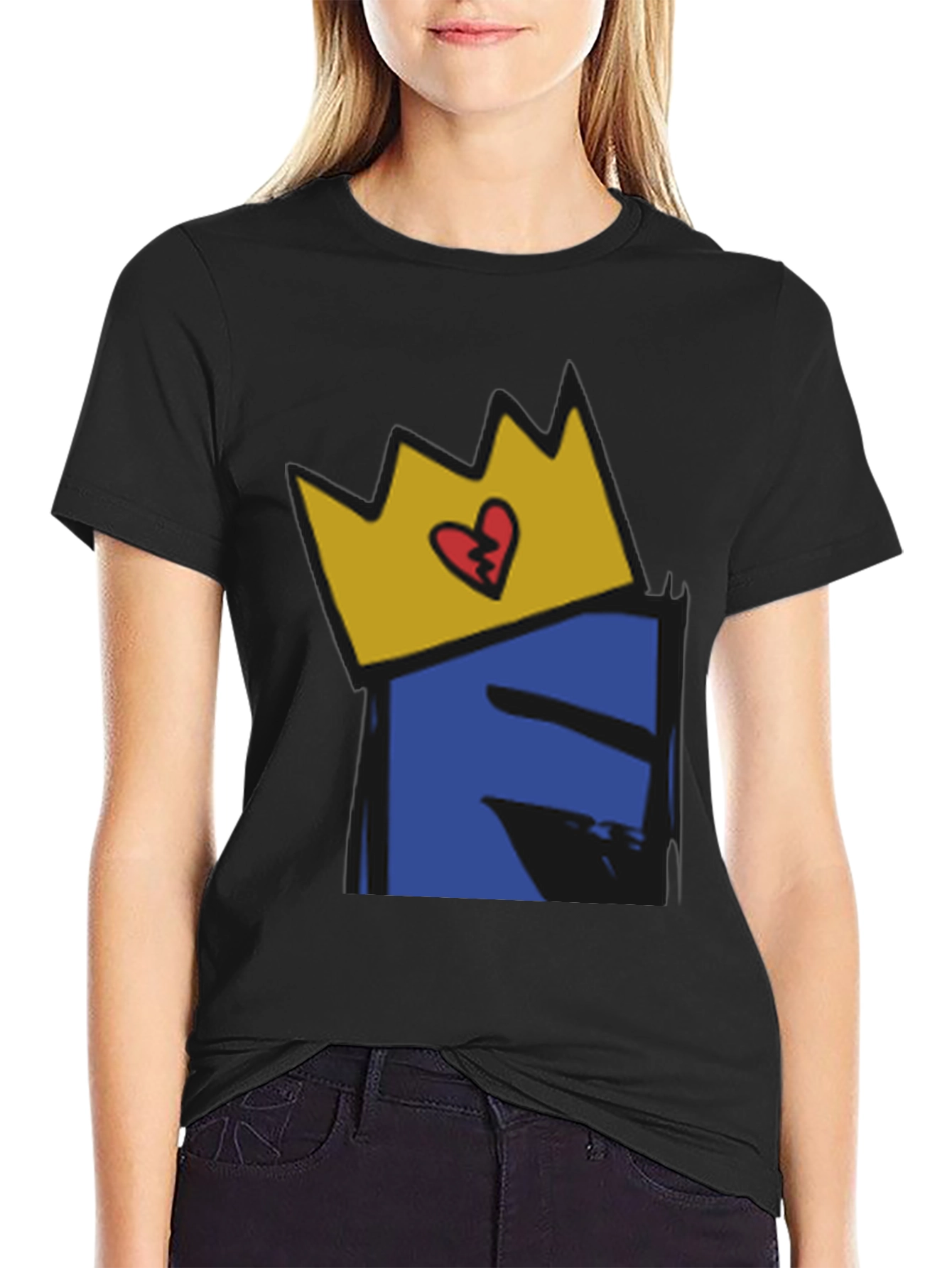 Crown Heart Graphic Black T-Shirt