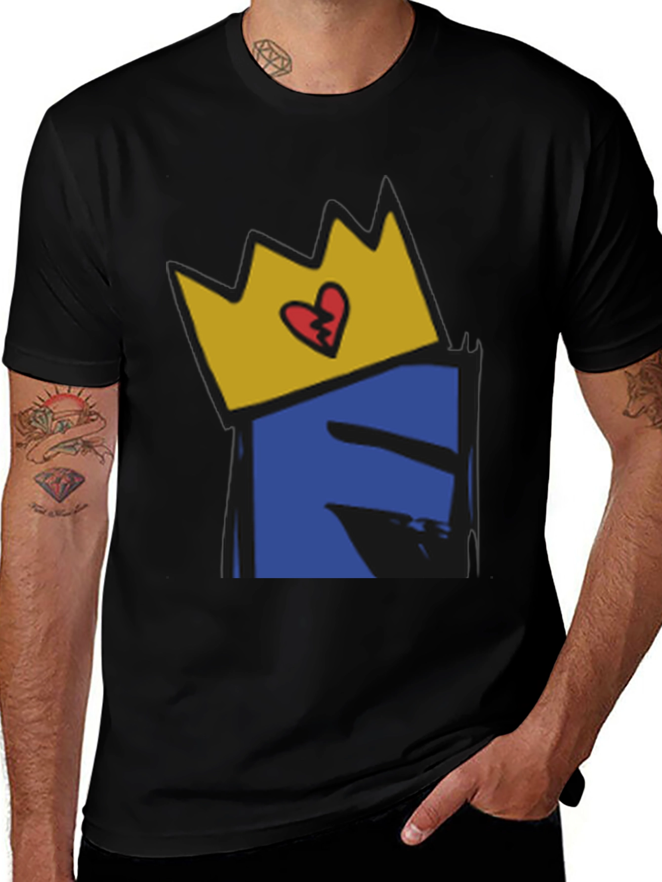 Crown Heart Graphic Black T-Shirt