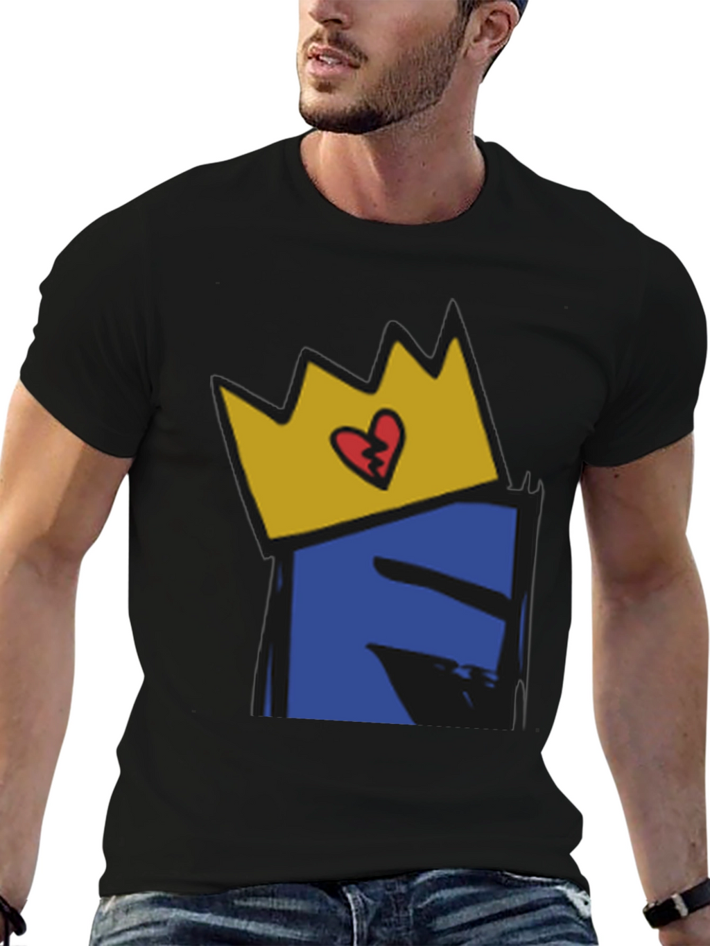 Crown Heart Graphic Black T-Shirt