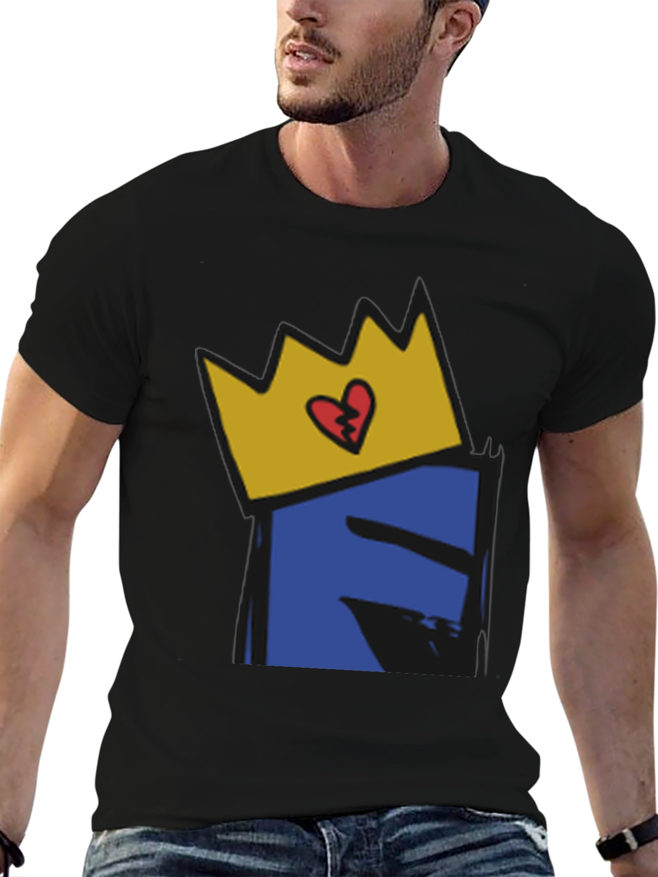 Crown Heart Graphic Black T-Shirt