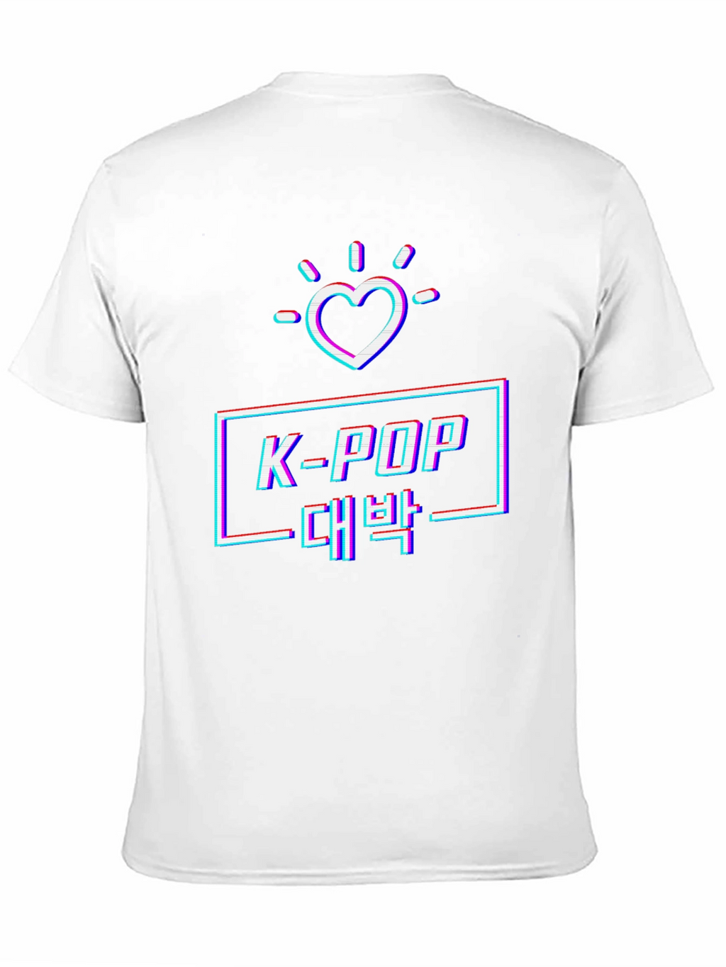 K-Pop Glitch Heart Graphic Tee - Black