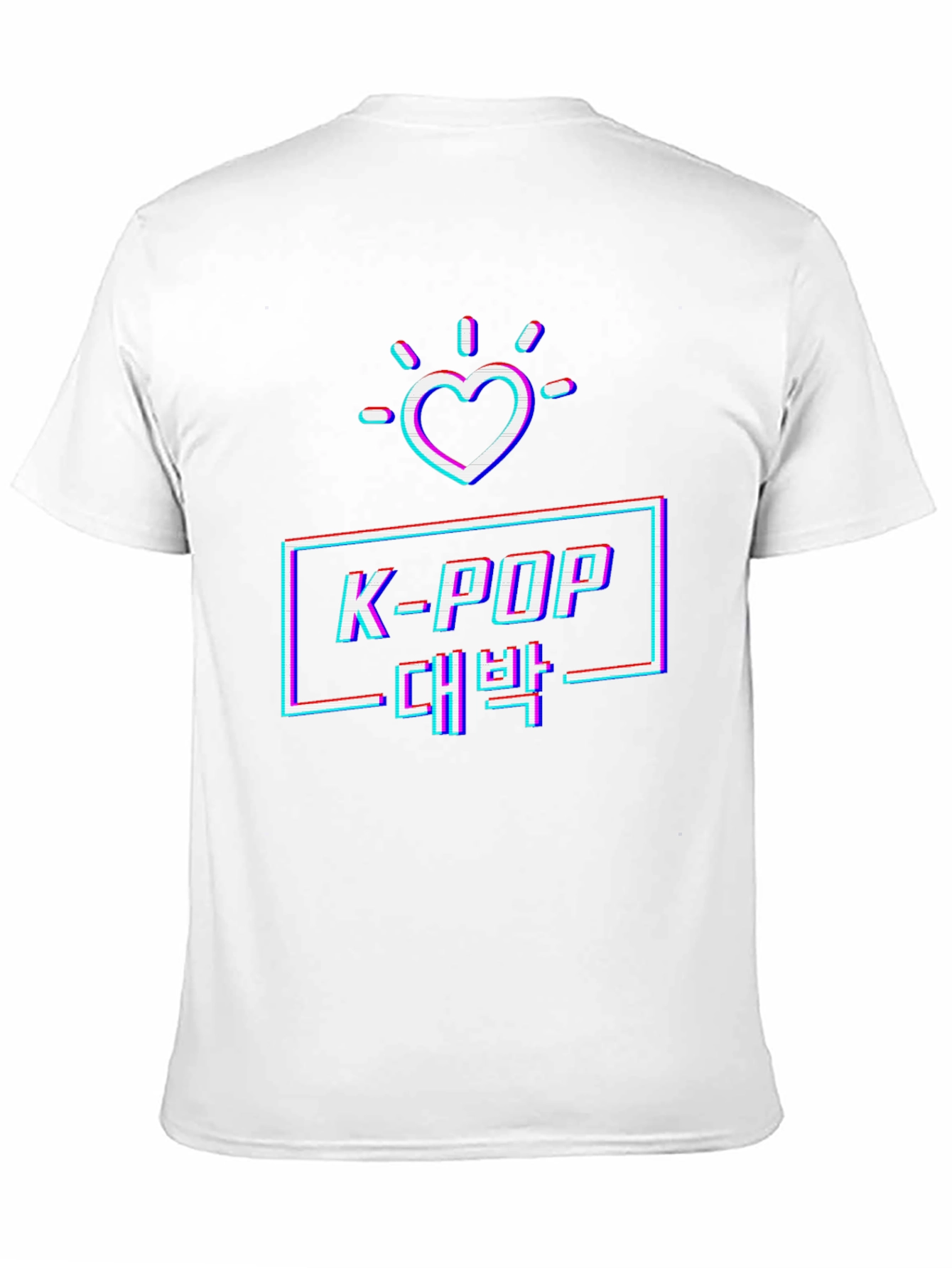 K-Pop Glitch Heart Graphic Tee - Black