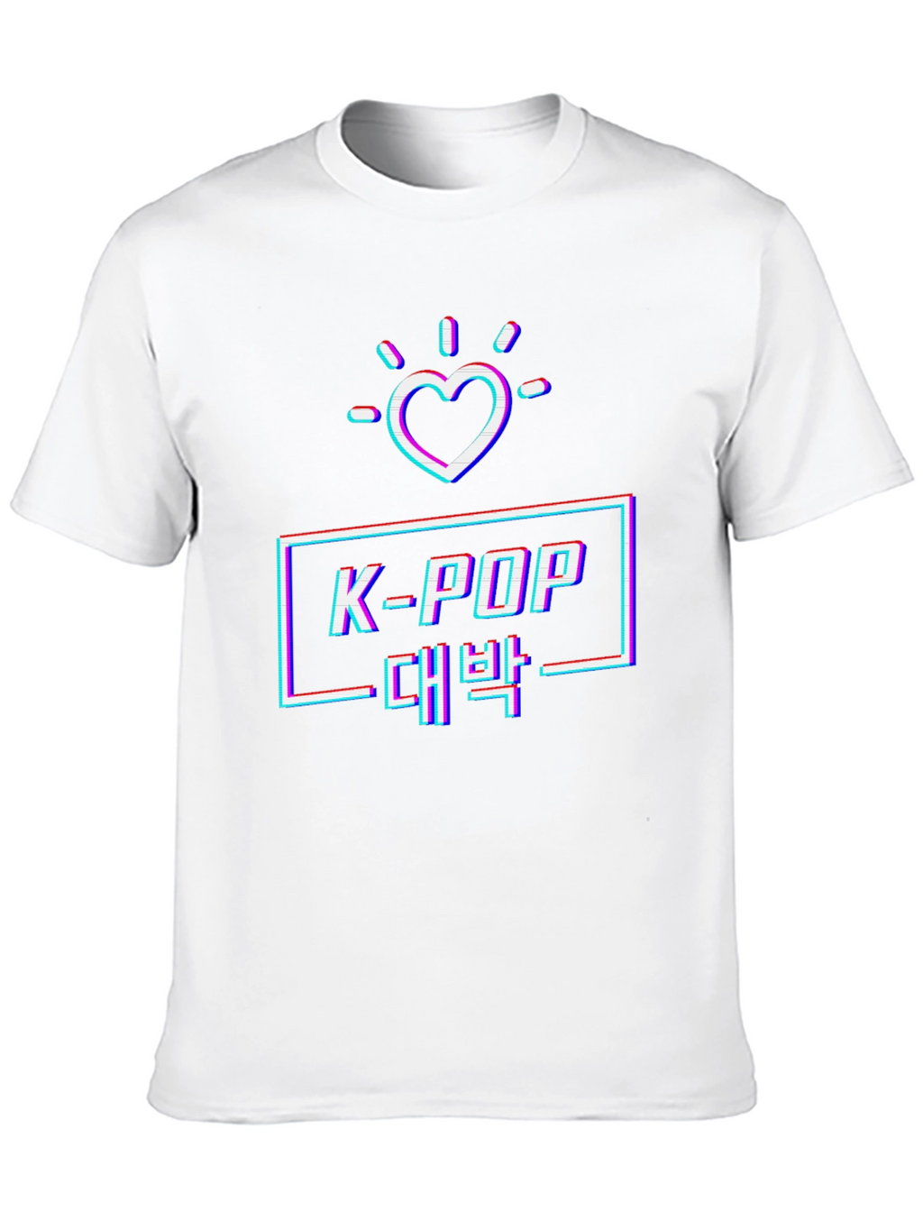 K-Pop Glitch Heart Graphic Tee - Black