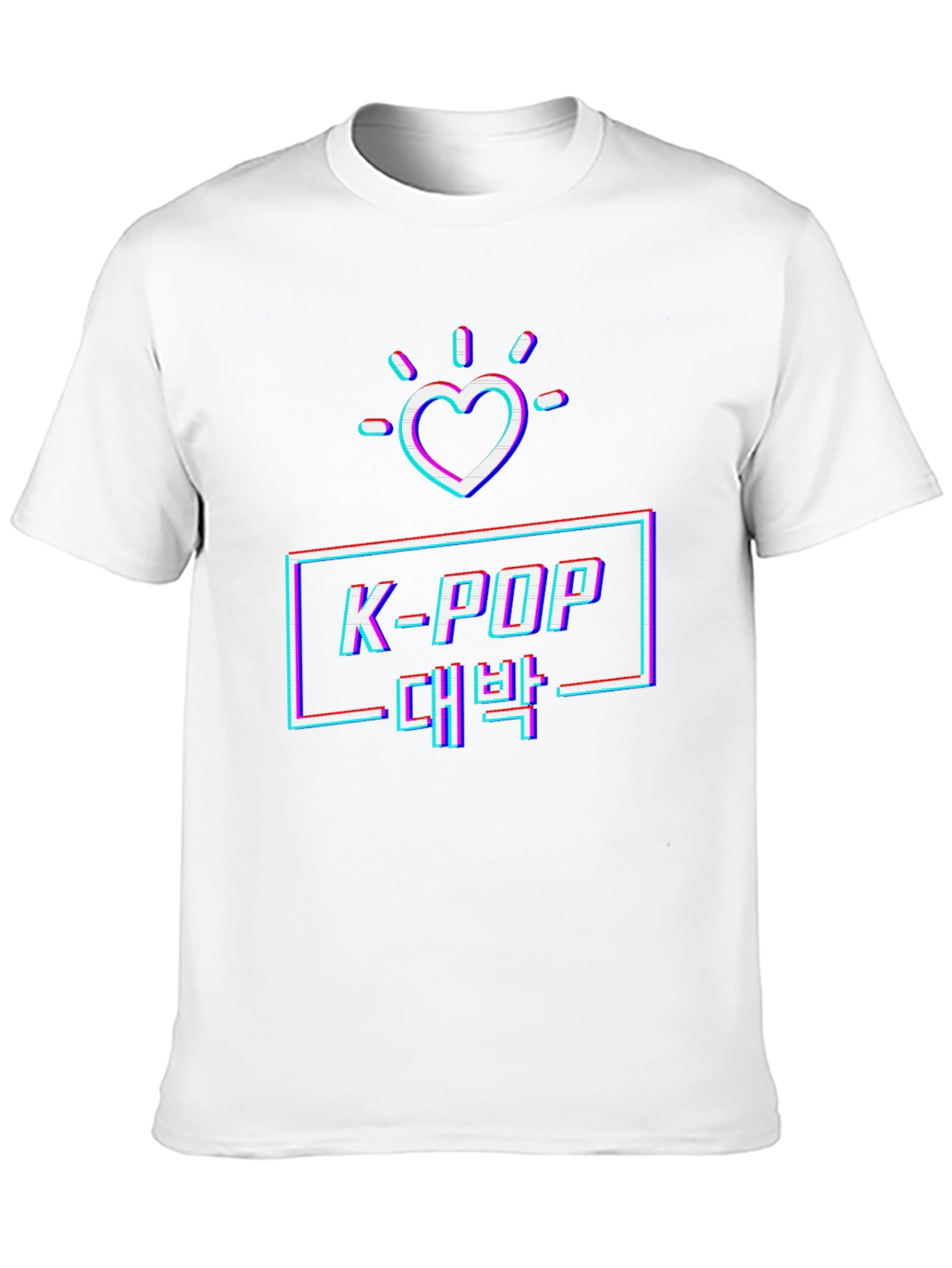 K-Pop Glitch Heart Graphic Tee - Black