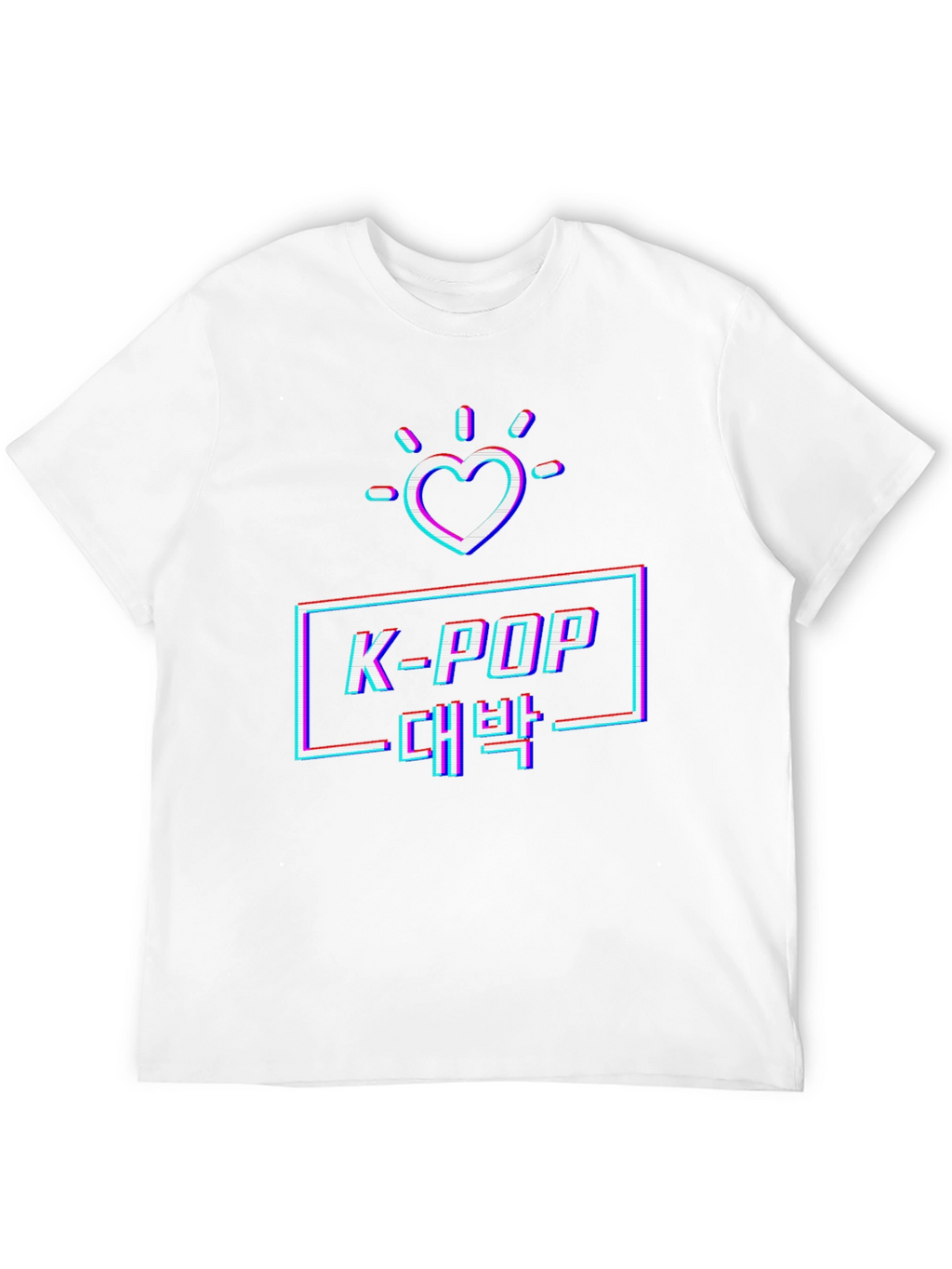 K-Pop Glitch Heart Graphic Tee - Black