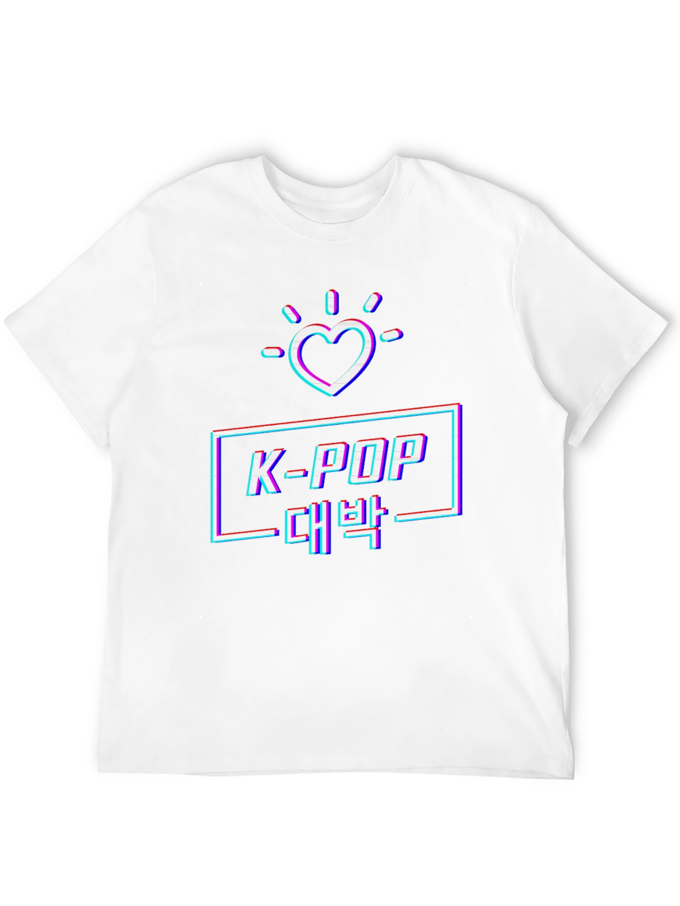 K-Pop Glitch Heart Graphic Tee - Black