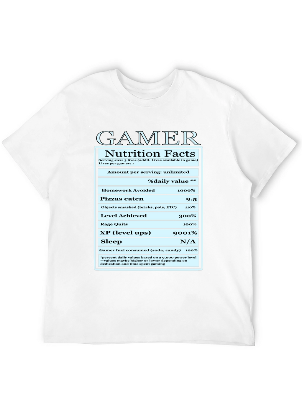 Gamer Nutrition Facts Graphic T-Shirt
