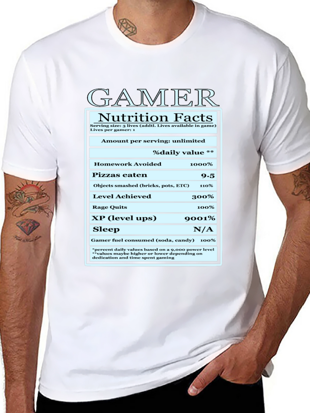 Gamer Nutrition Facts Graphic T-Shirt