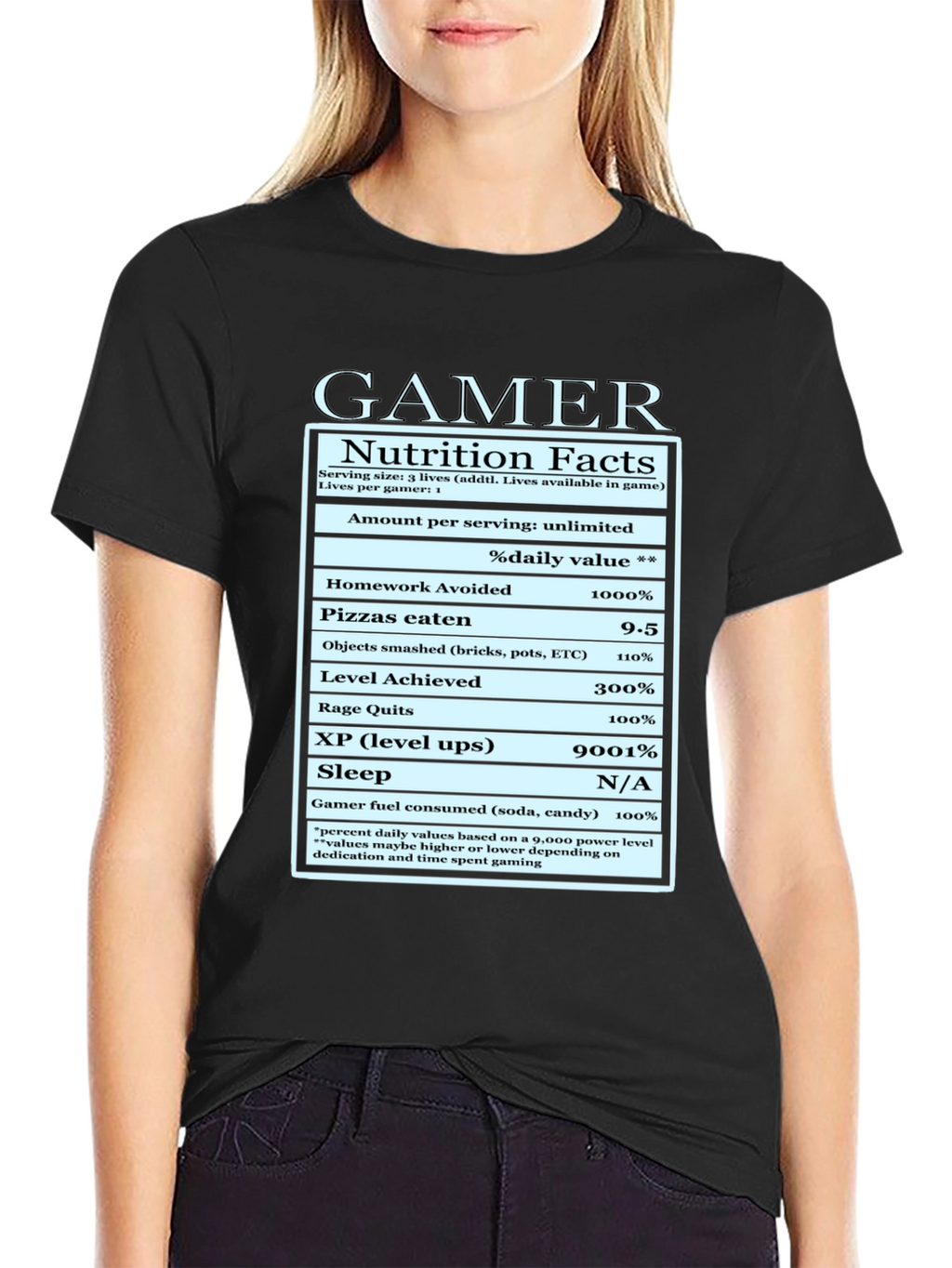 Gamer Nutrition Facts Graphic T-Shirt
