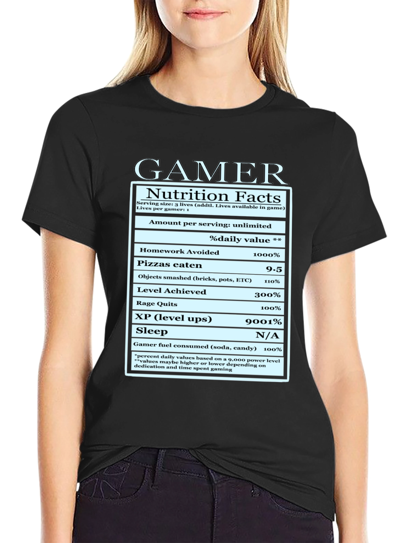 Gamer Nutrition Facts Graphic T-Shirt