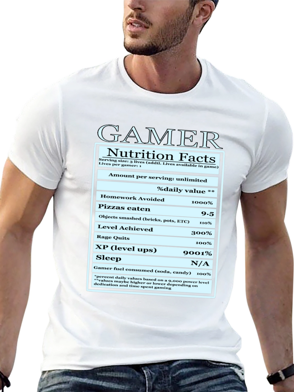 Gamer Nutrition Facts Graphic T-Shirt