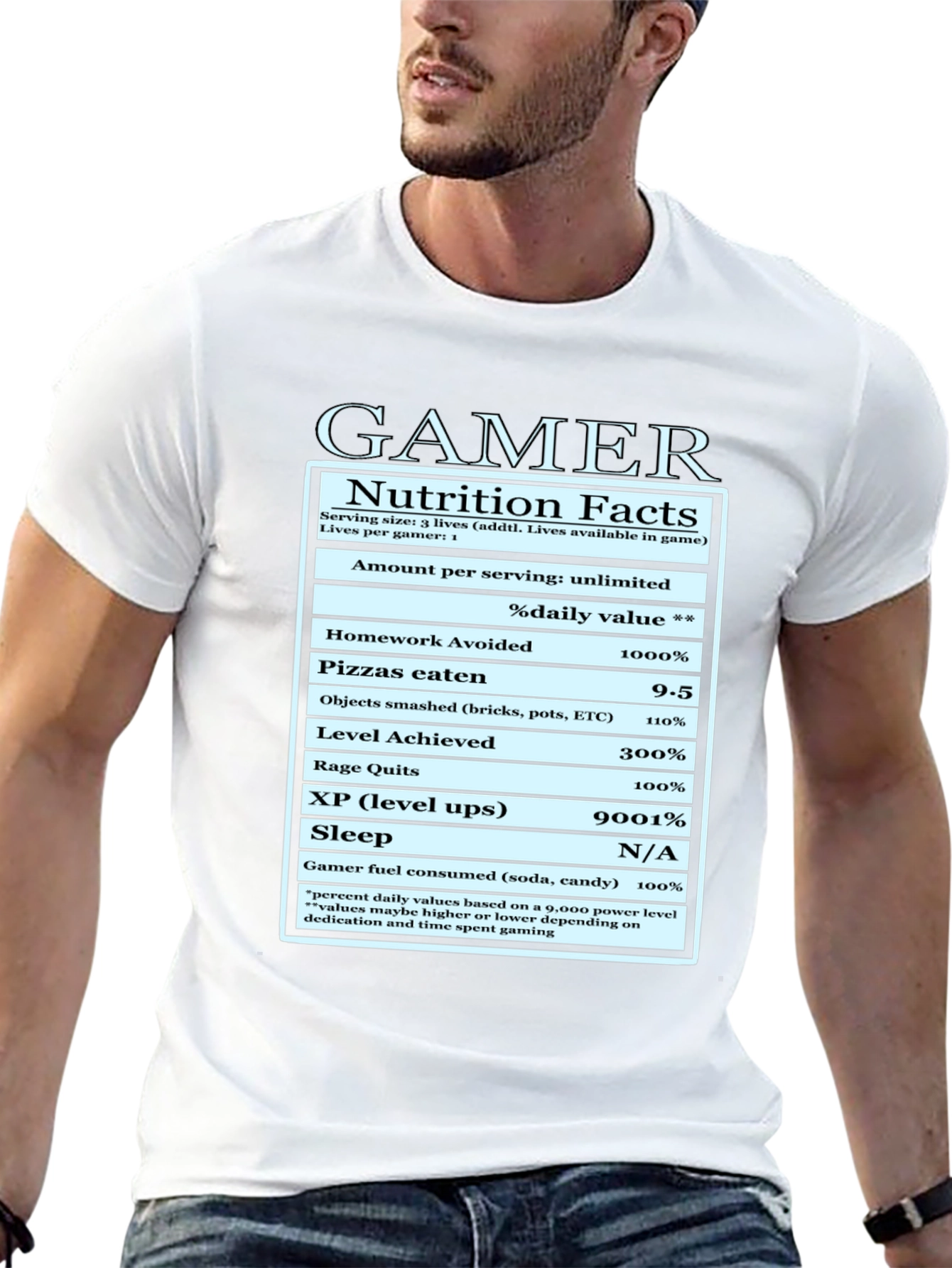 Gamer Nutrition Facts Graphic T-Shirt
