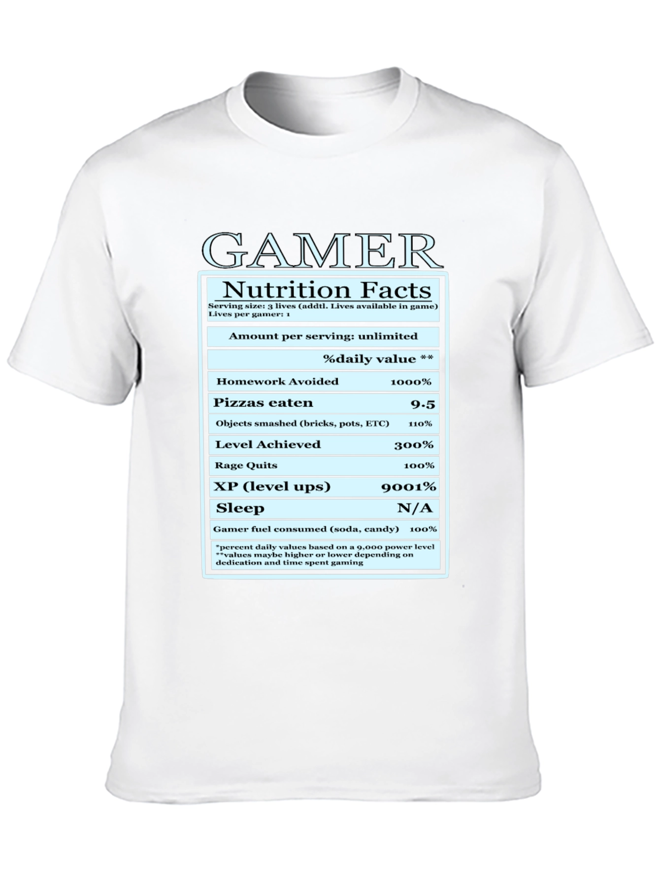 Gamer Nutrition Facts Graphic T-Shirt