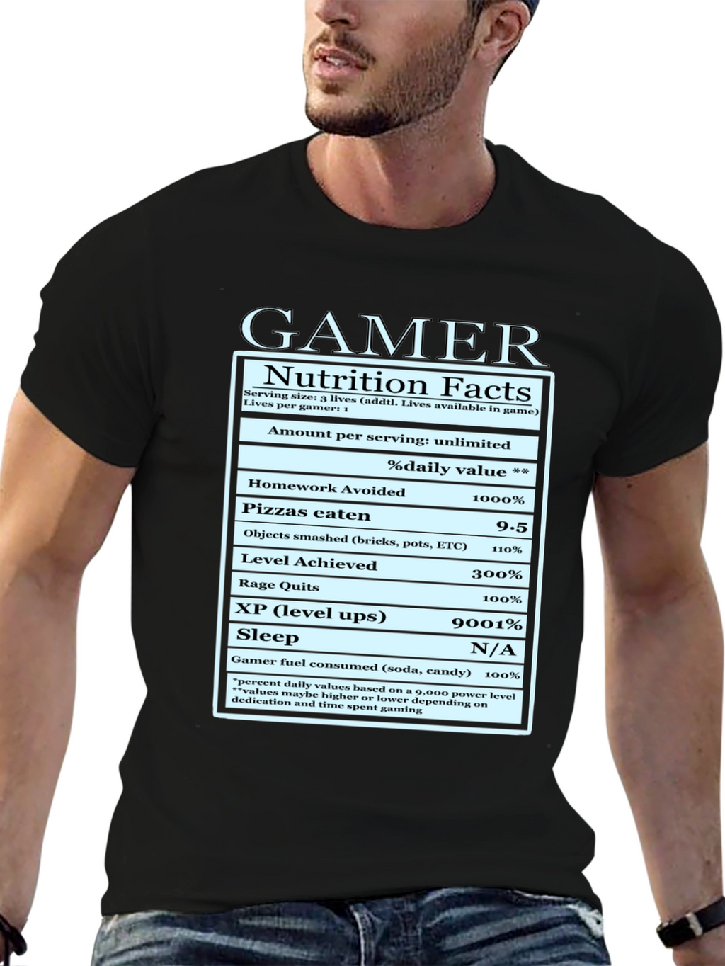 Gamer Nutrition Facts Graphic T-Shirt