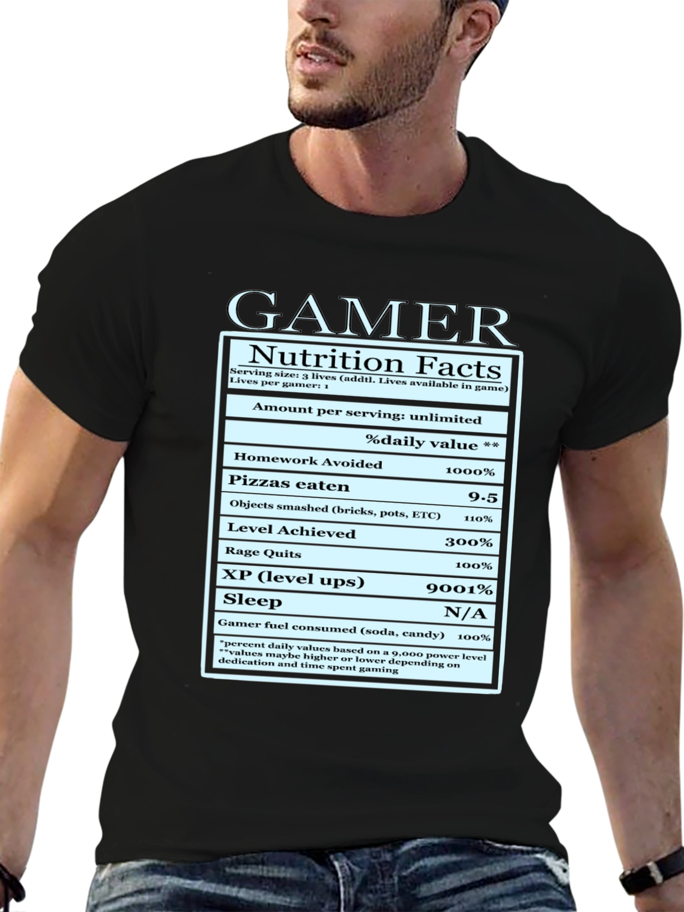 Gamer Nutrition Facts Graphic T-Shirt