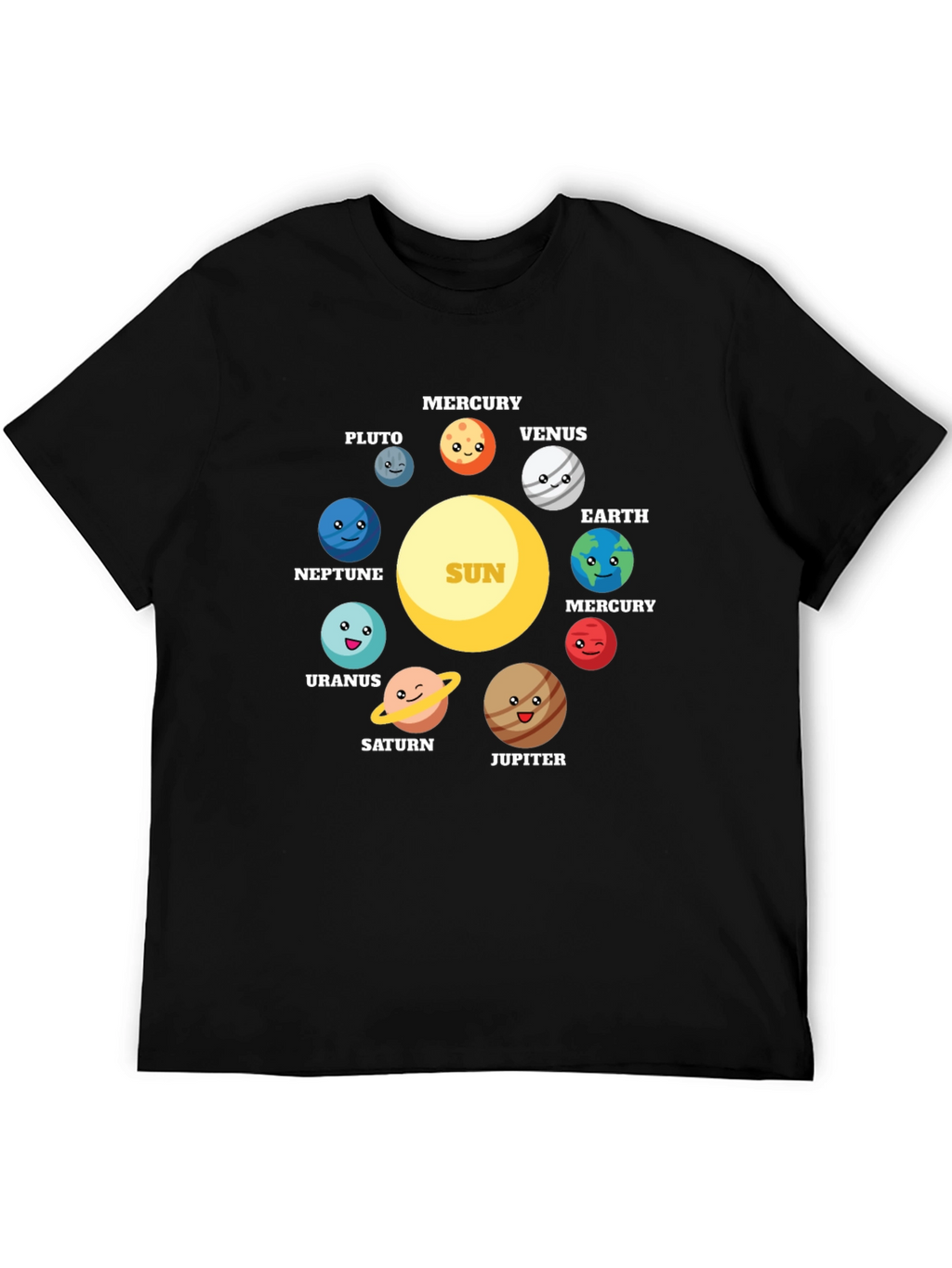 Cartoon Planets Solar System Graphic T-Shirt