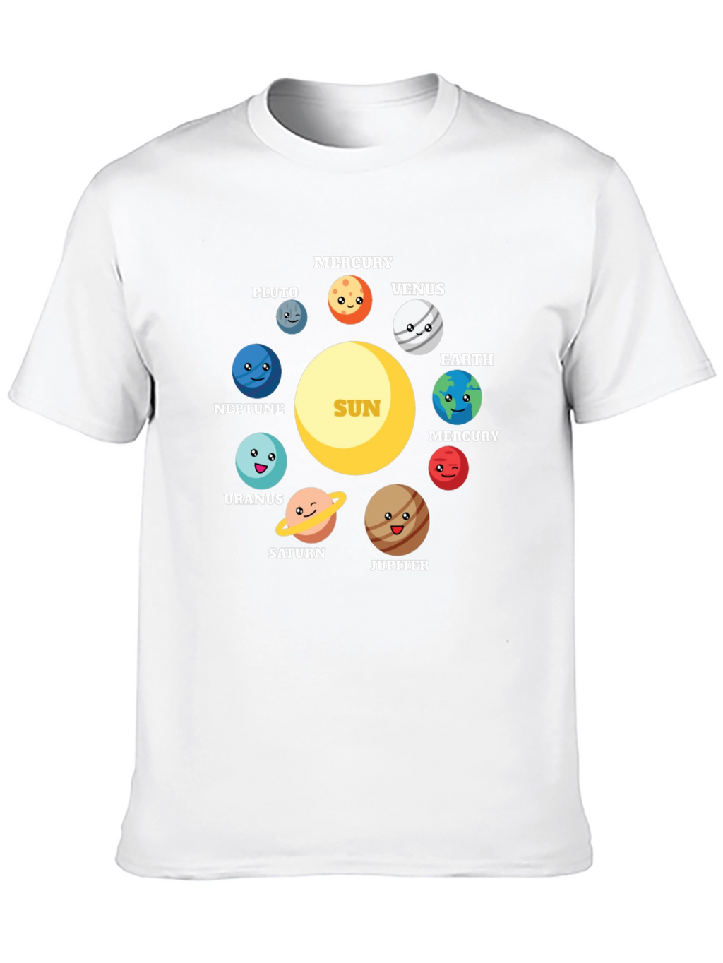 Cartoon Planets Solar System Graphic T-Shirt