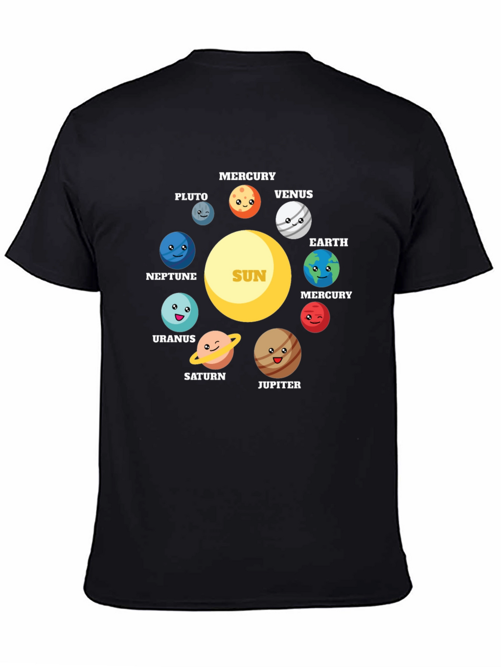Cartoon Planets Solar System Graphic T-Shirt