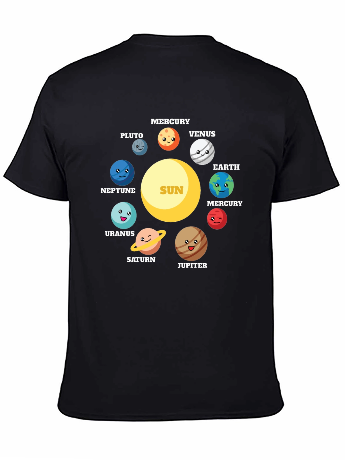 Cartoon Planets Solar System Graphic T-Shirt