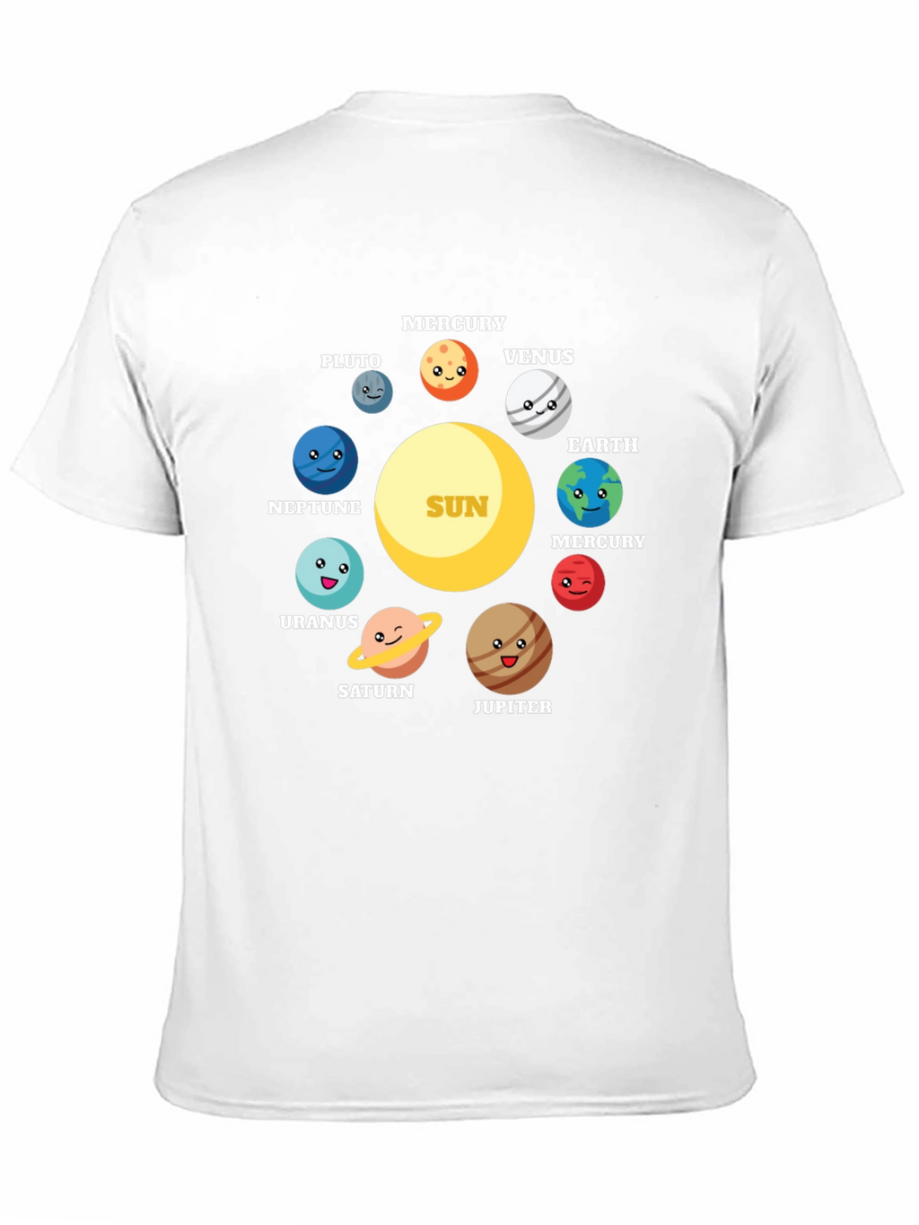 Cartoon Planets Solar System Graphic T-Shirt