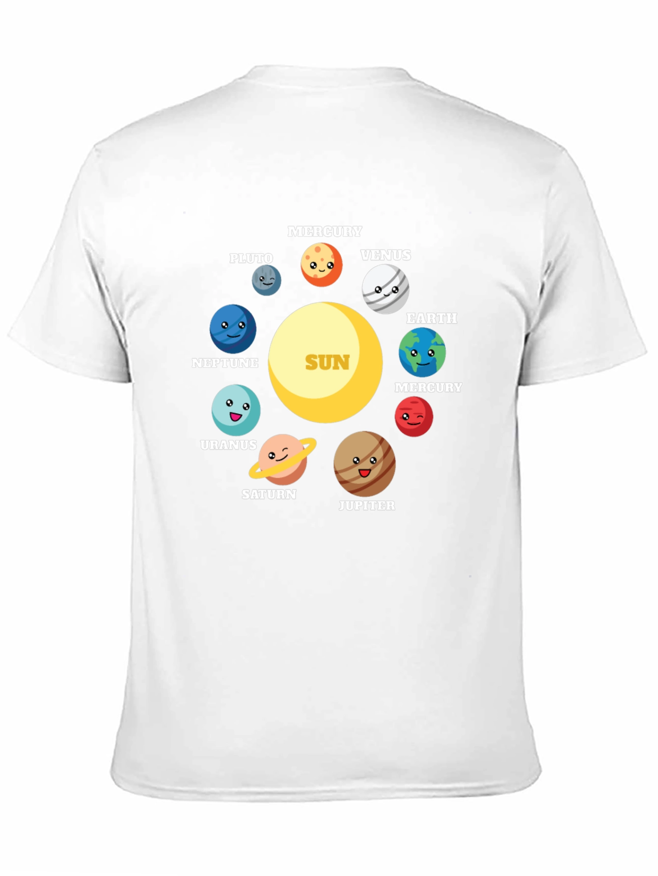 Cartoon Planets Solar System Graphic T-Shirt