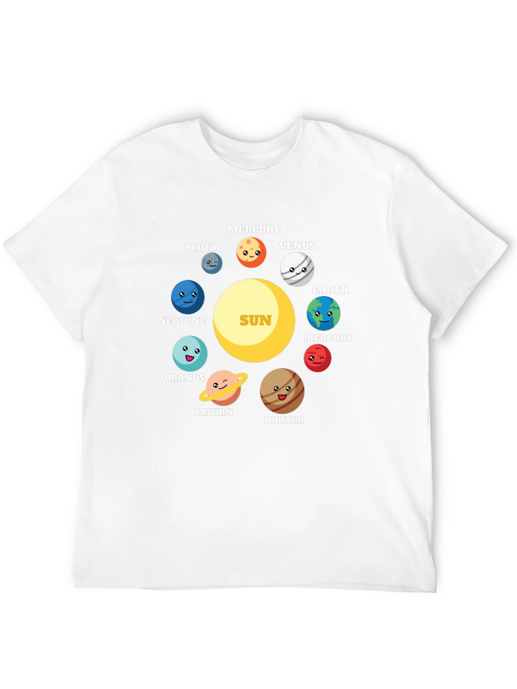 Cartoon Planets Solar System Graphic T-Shirt