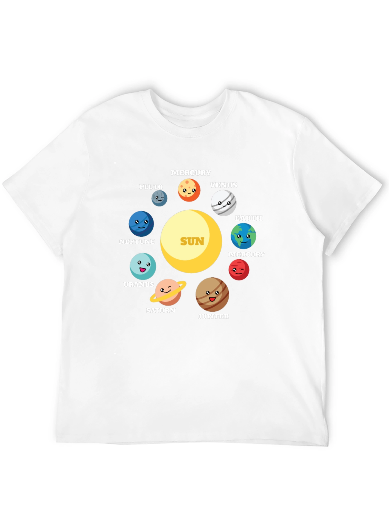 Cartoon Planets Solar System Graphic T-Shirt