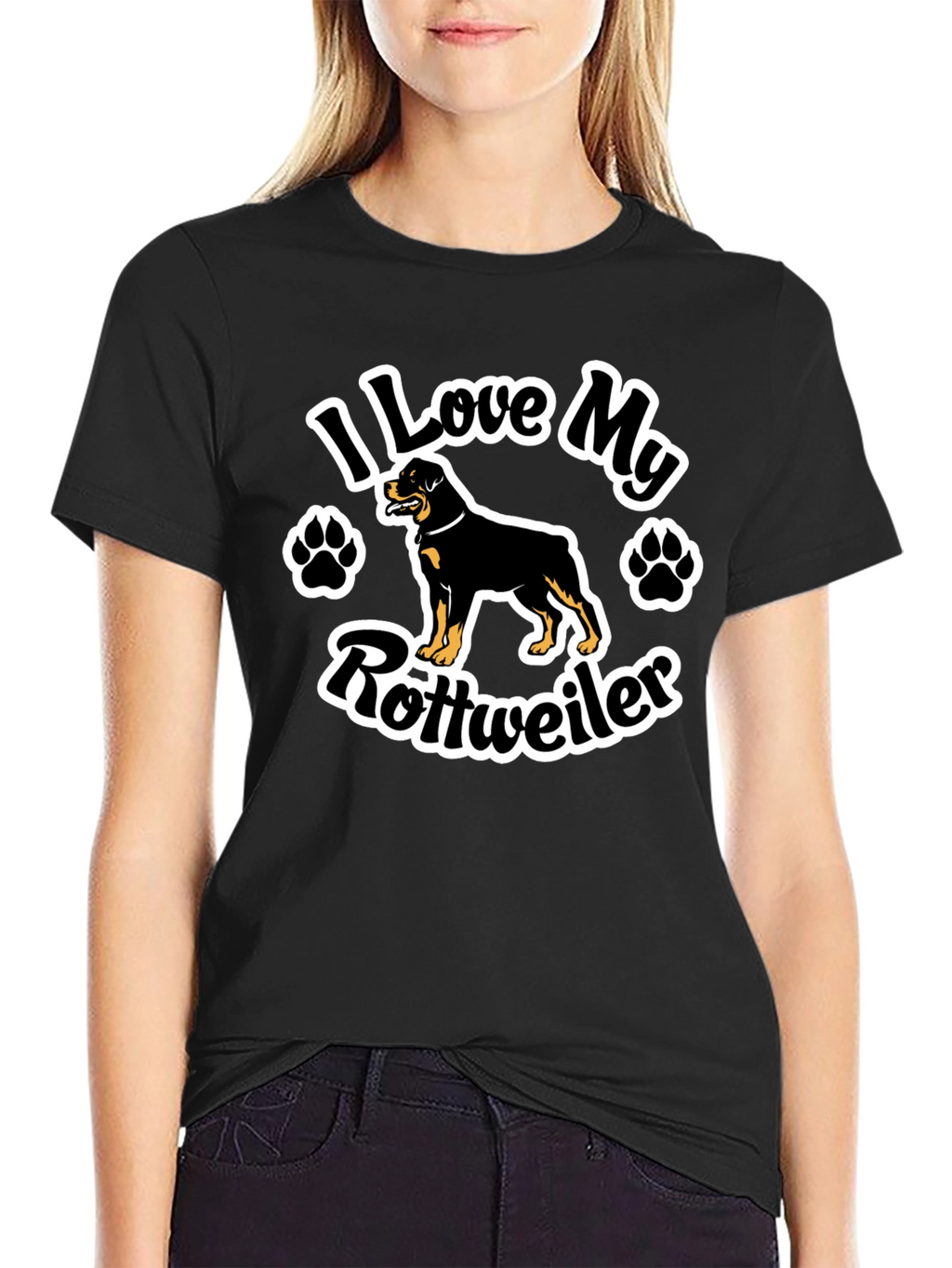 I Love My Rottweiler Black T-Shirt