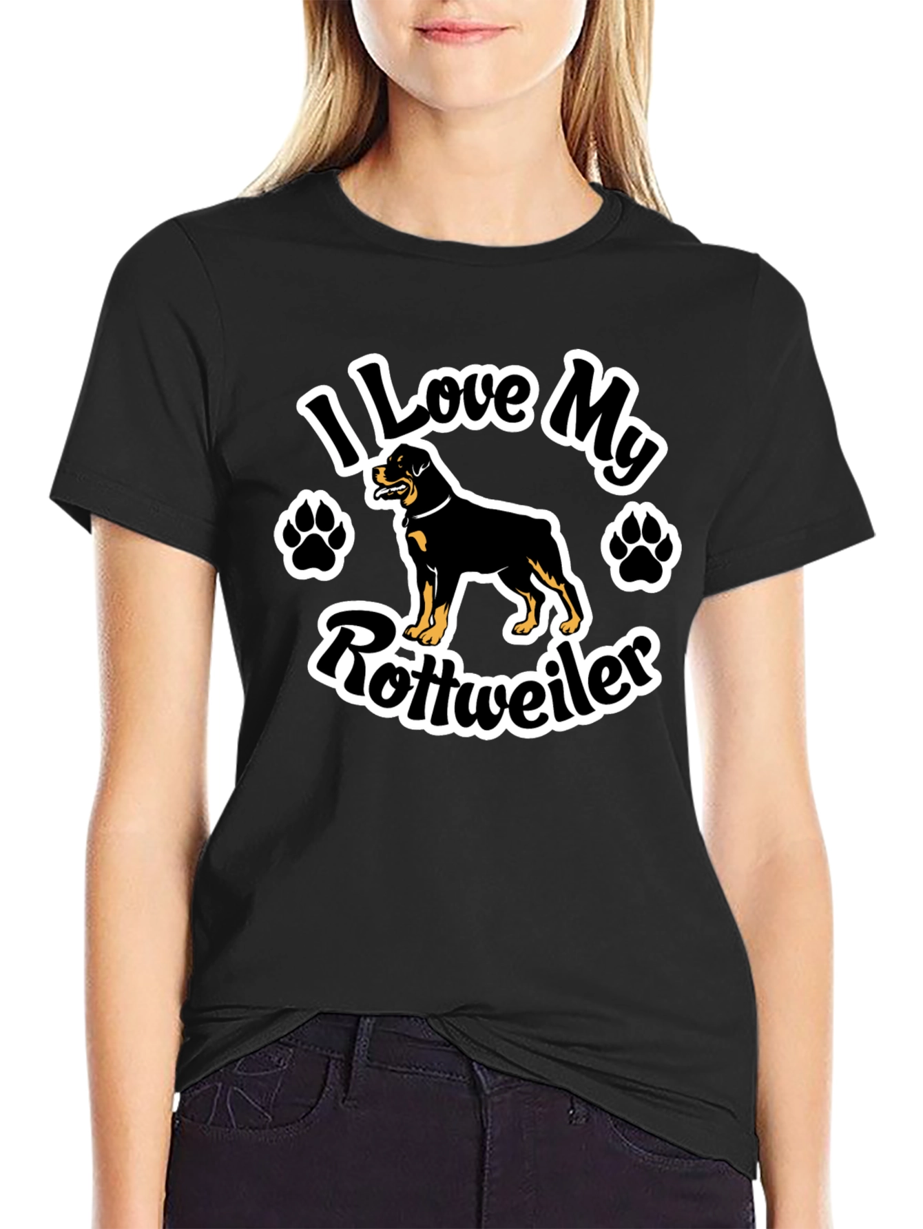 I Love My Rottweiler Black T-Shirt
