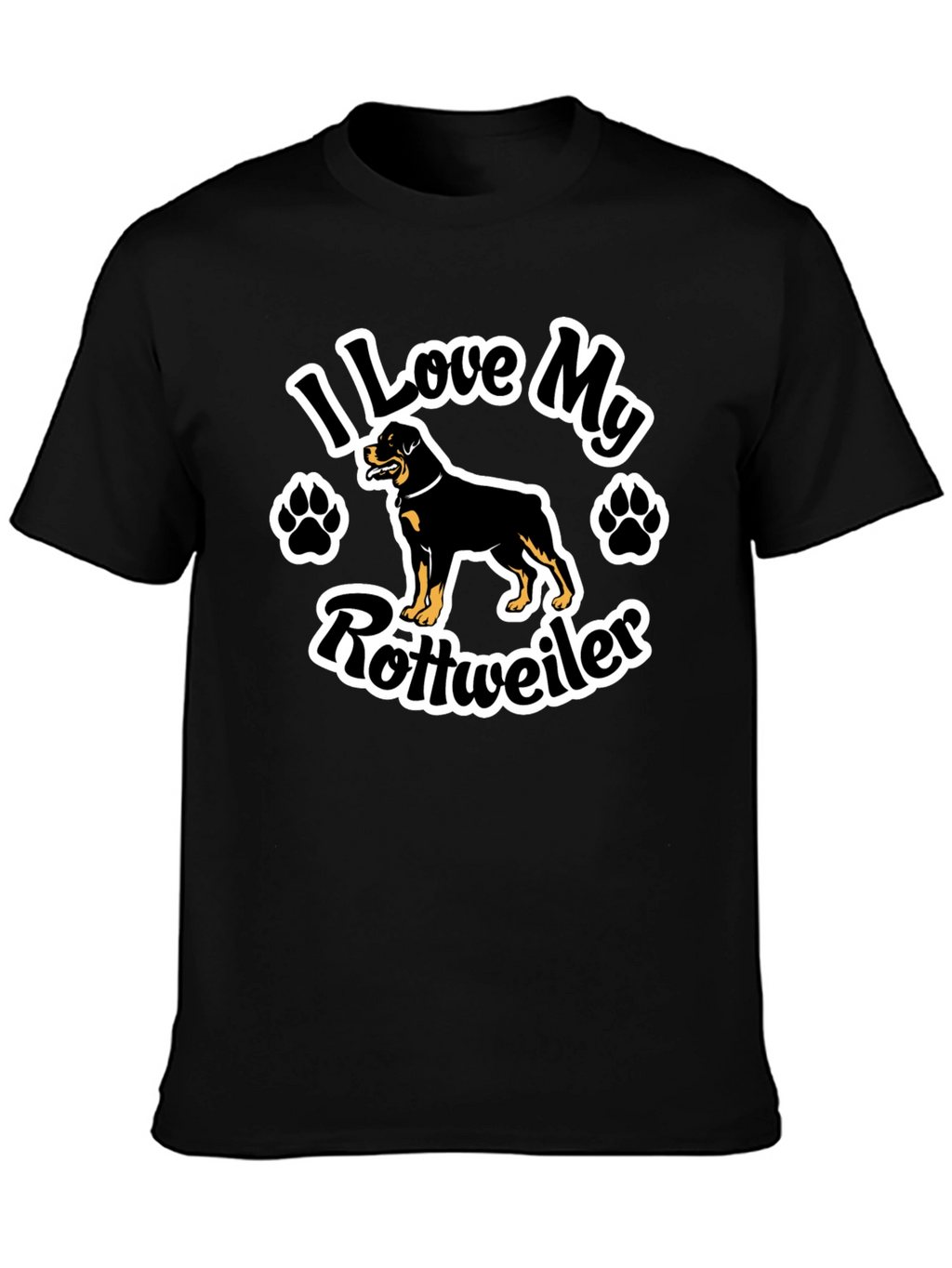 I Love My Rottweiler Black T-Shirt