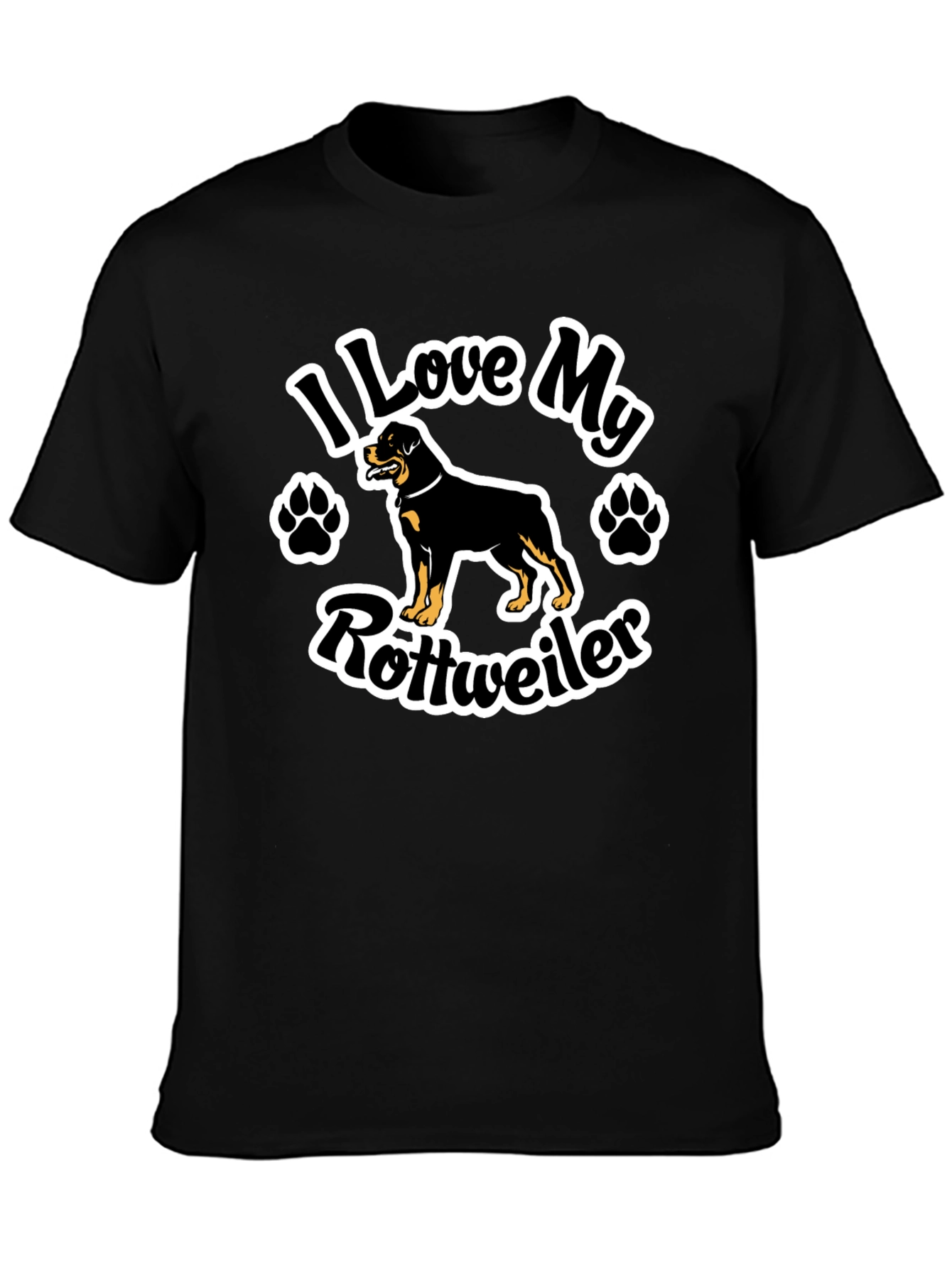 I Love My Rottweiler Black T-Shirt