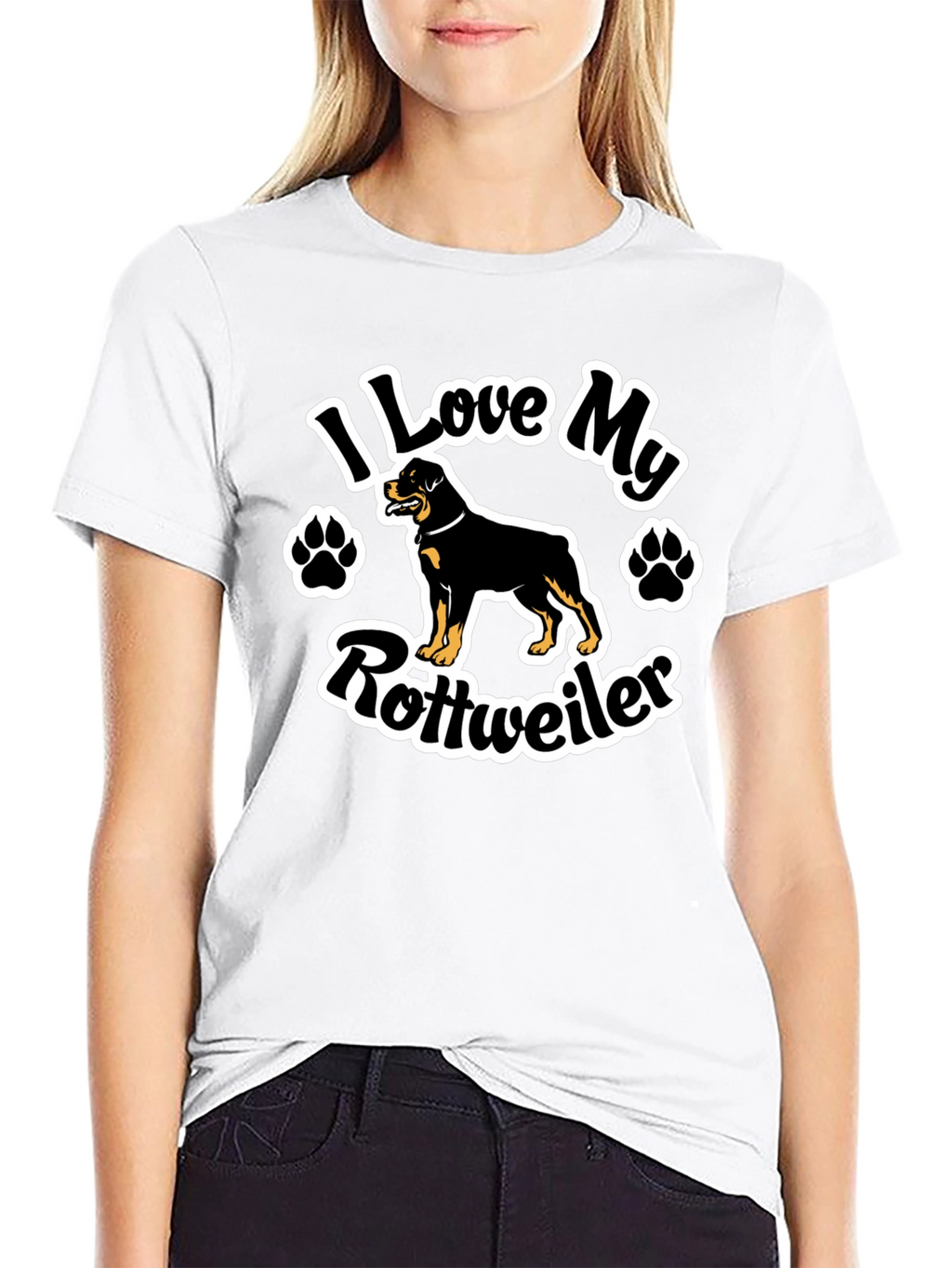 I Love My Rottweiler Black T-Shirt