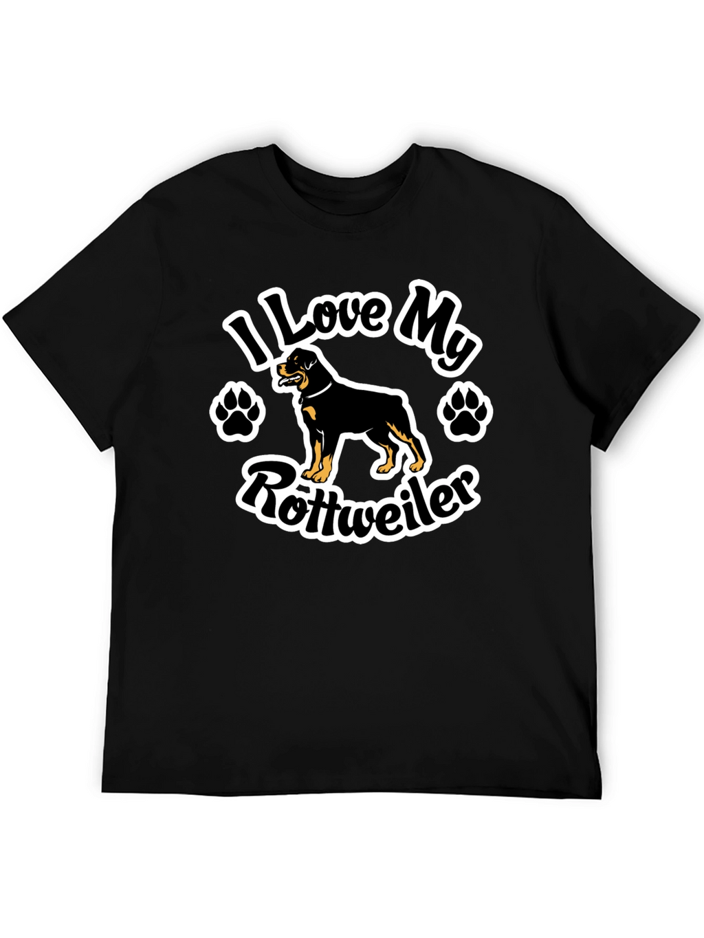 I Love My Rottweiler Black T-Shirt