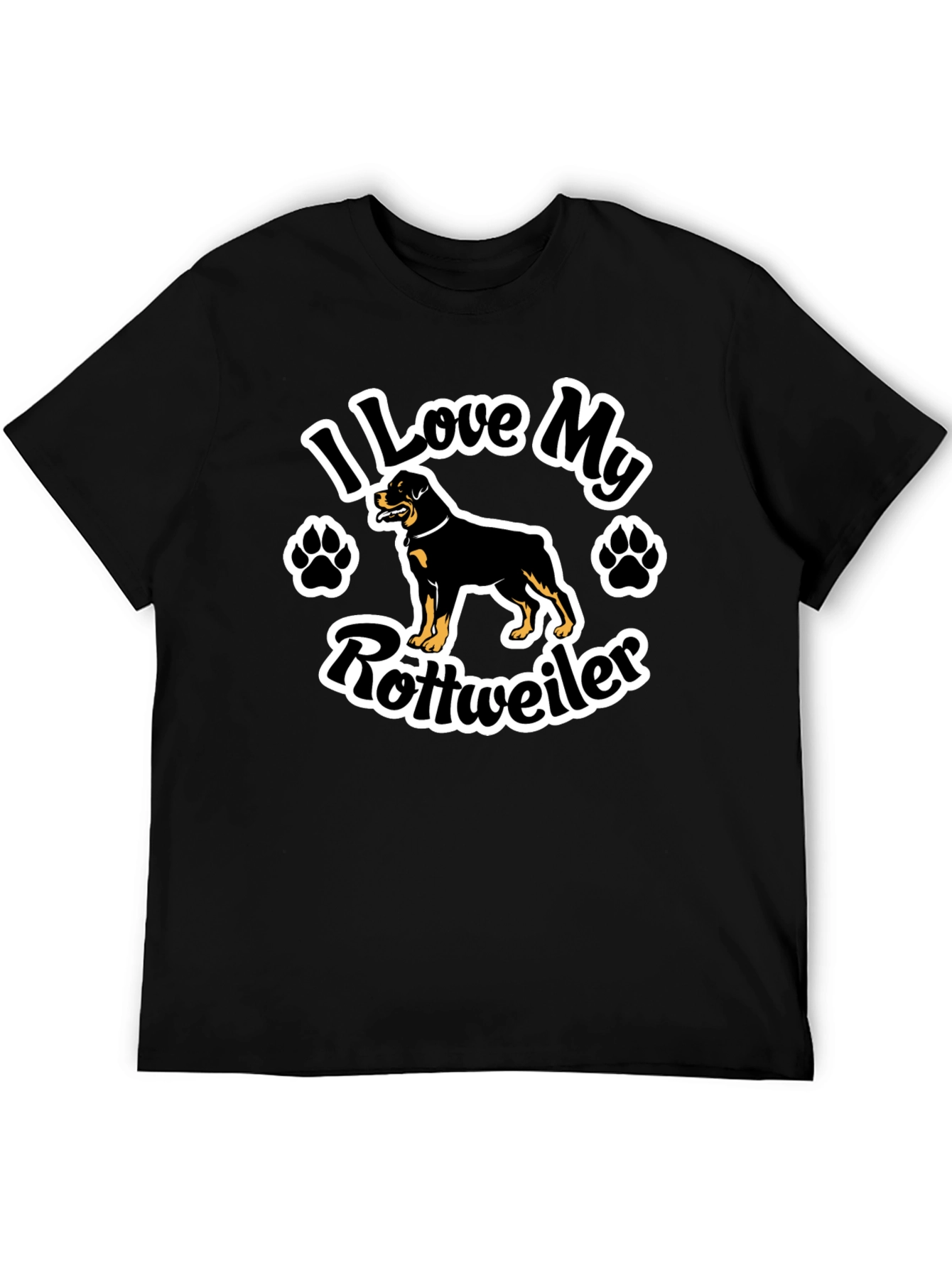 I Love My Rottweiler Black T-Shirt