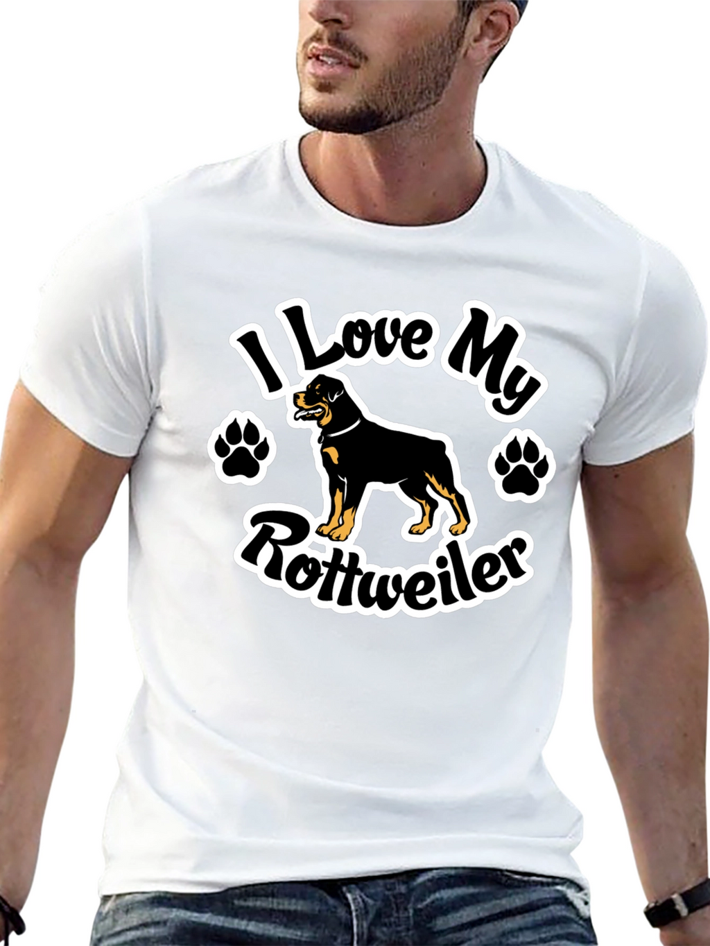 I Love My Rottweiler Black T-Shirt