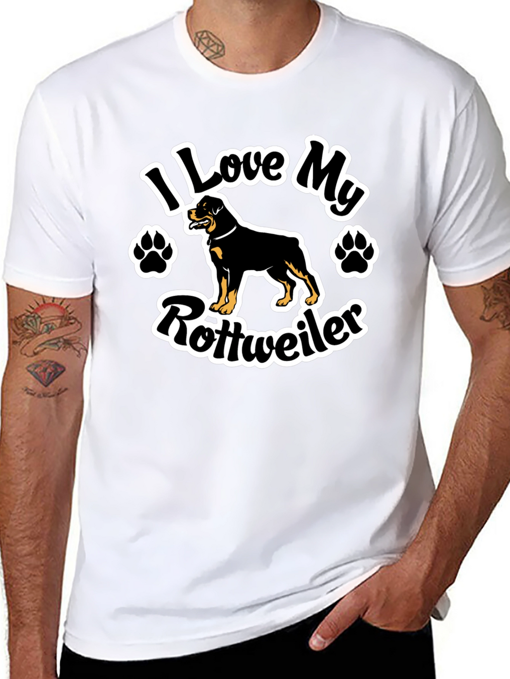 I Love My Rottweiler Black T-Shirt