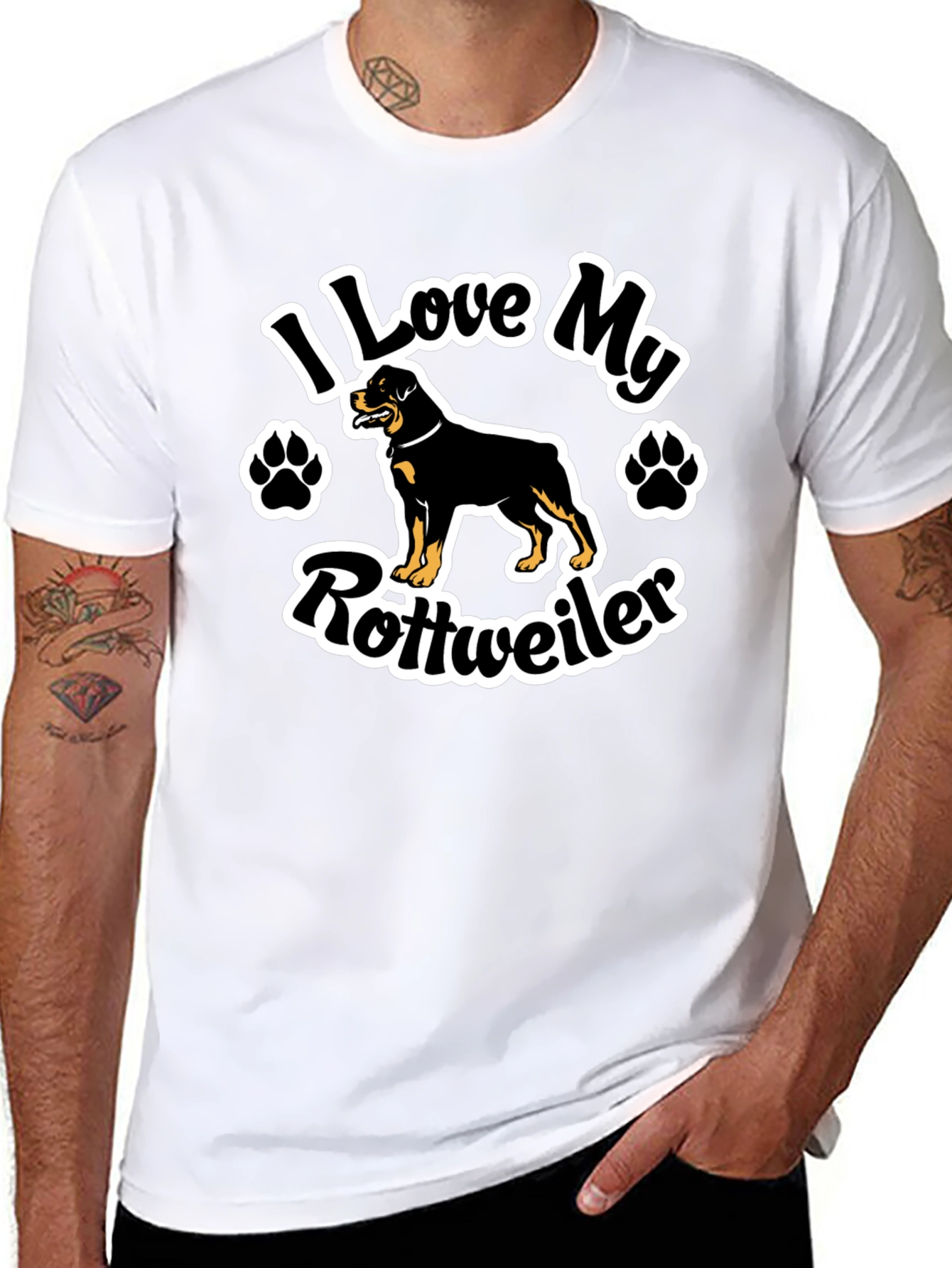I Love My Rottweiler Black T-Shirt