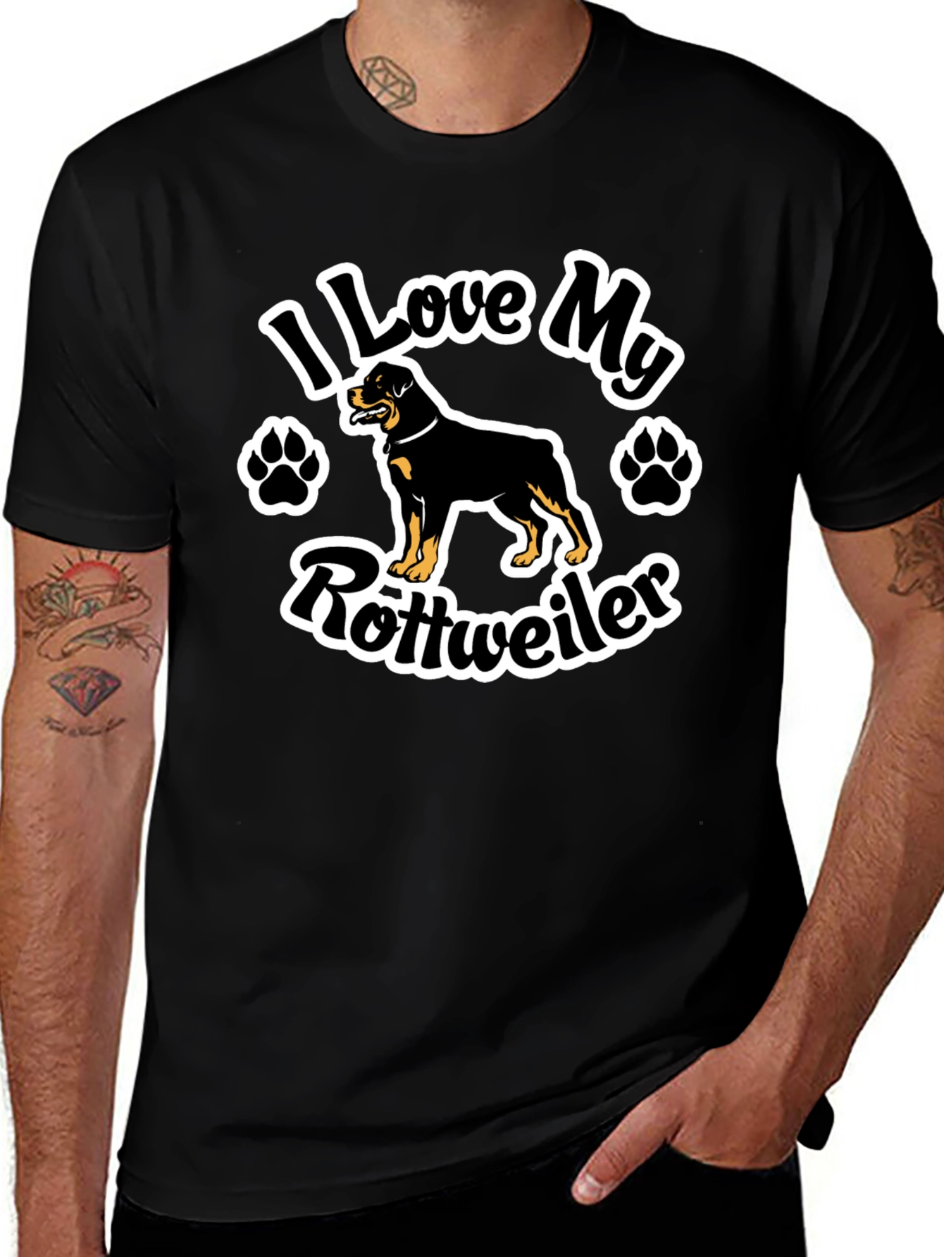 I Love My Rottweiler Black T-Shirt