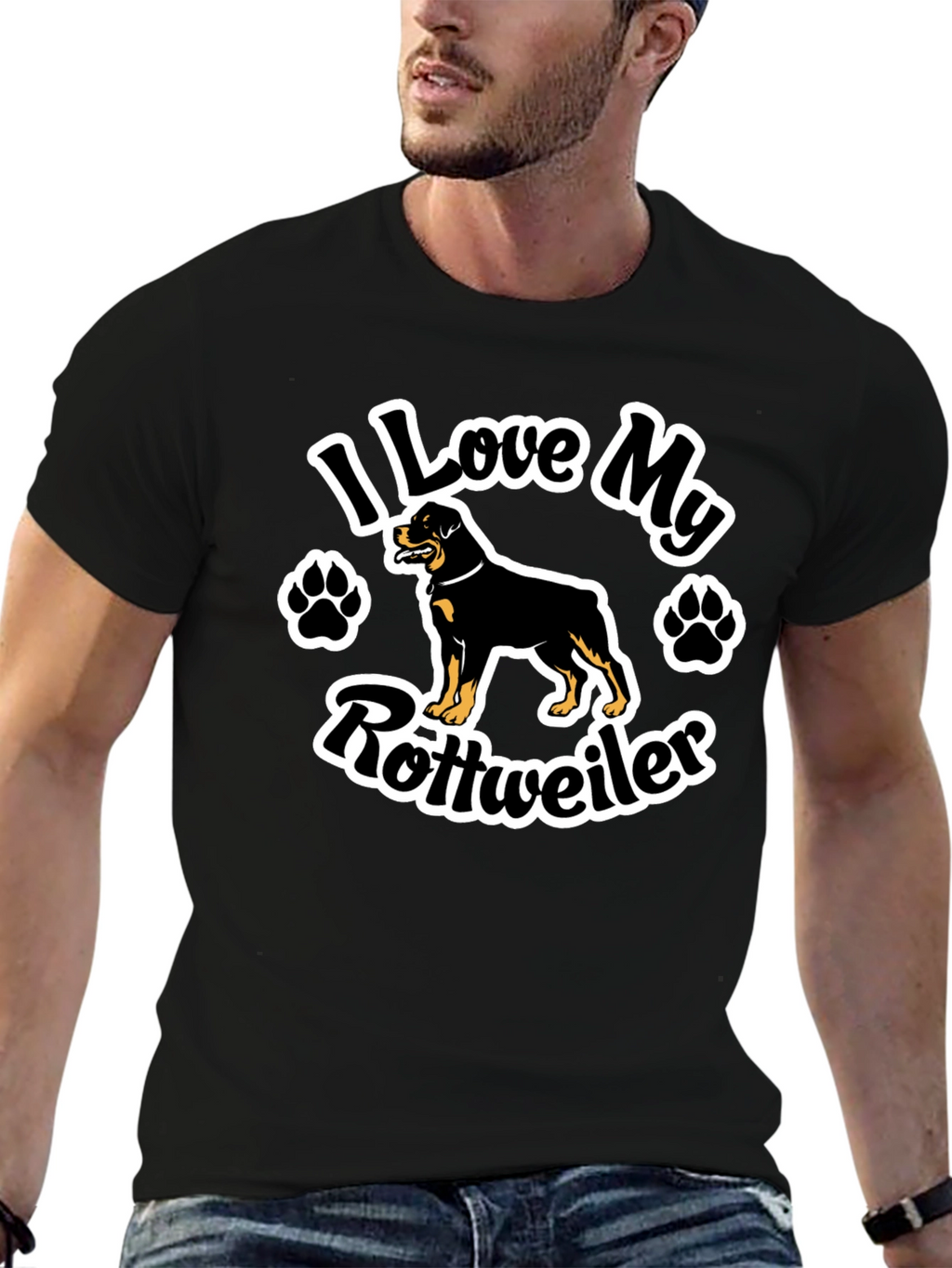 I Love My Rottweiler Black T-Shirt