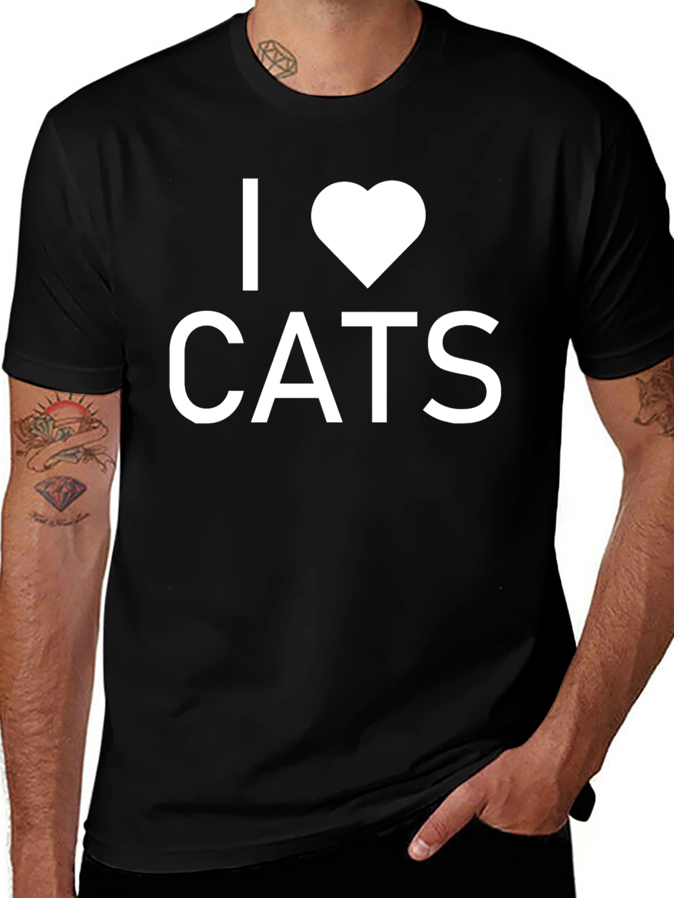 I Heart Cats Black T-Shirt - Unisex Design