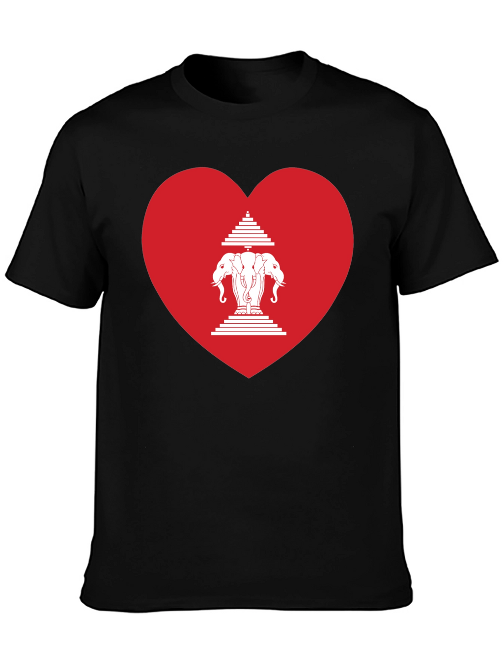 Laos Heart Flag Graphic T-Shirt - Black